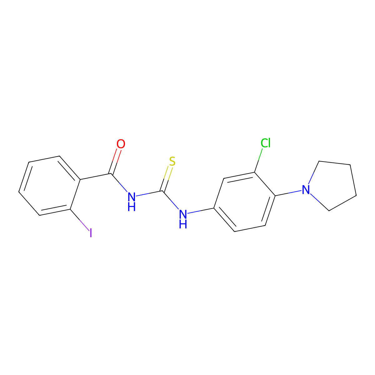 N-[(3-chloro-4-pyrrolidin-1-ylphenyl)carbamothioyl]-2-iodobenzamide molecular structure, CAS 432021-21-1