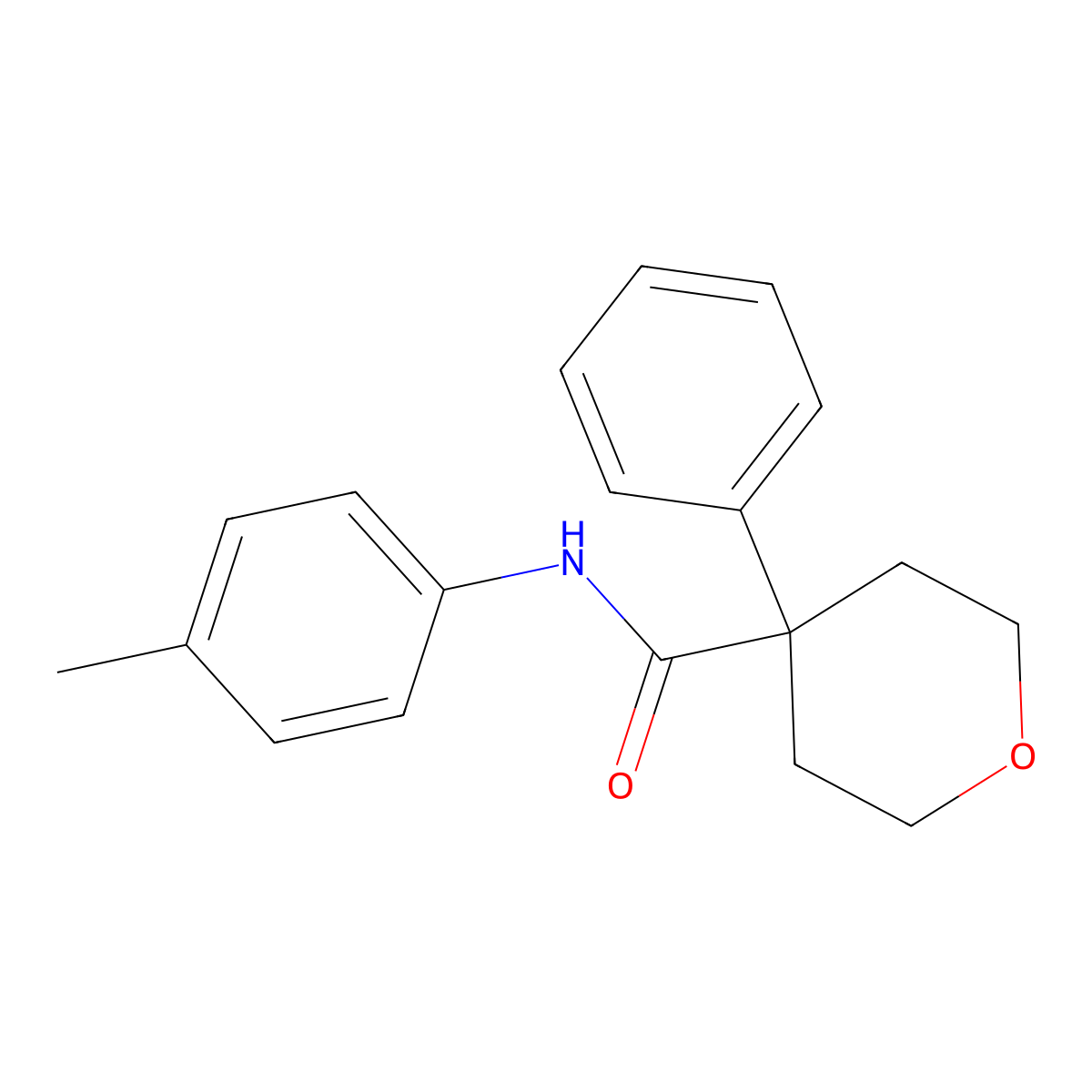 N-(4-methylphenyl)-4-phenyloxane-4-carboxamide molecular structure, CAS 432021-27-7