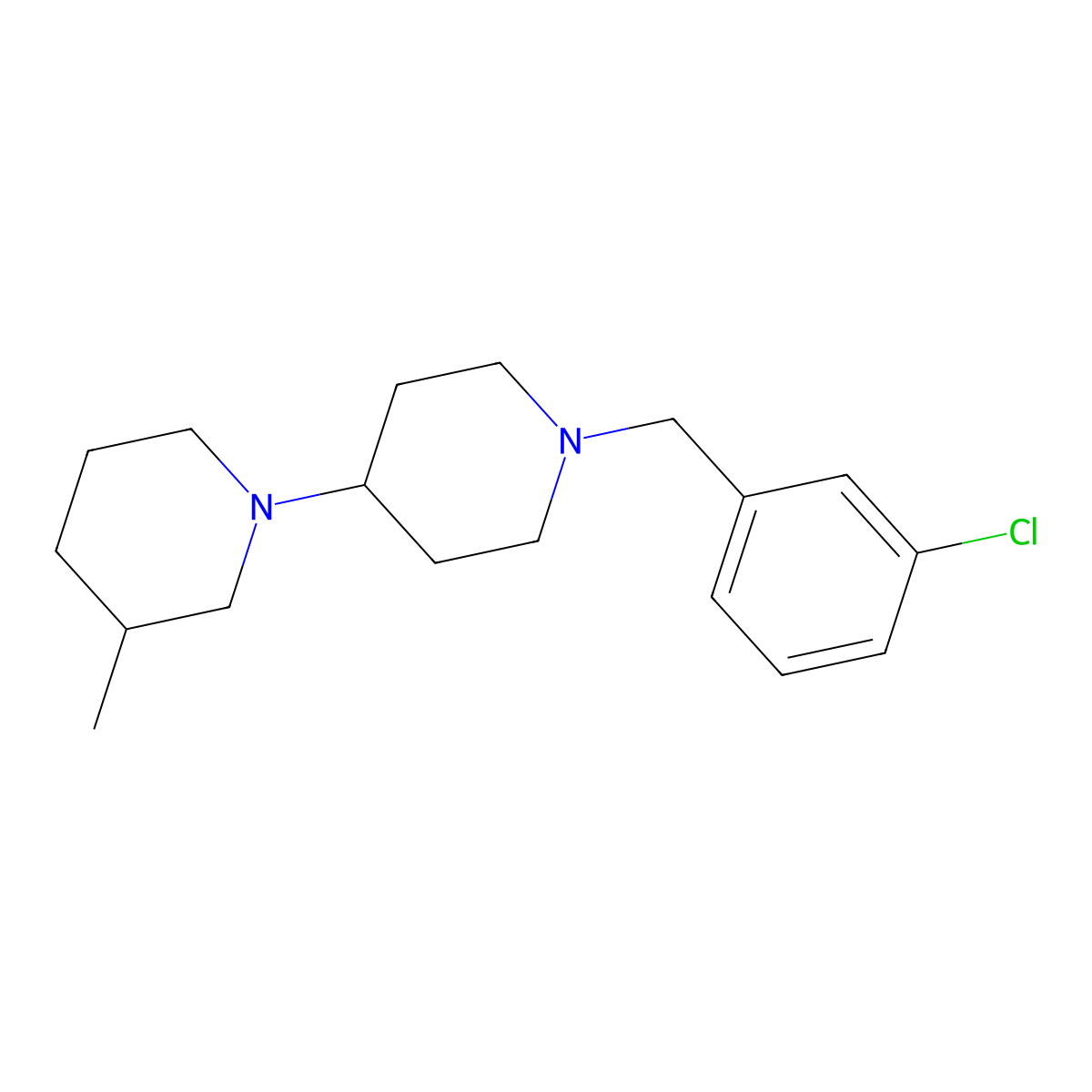 1-[(3-Chlorophenyl)methyl]-4-(3-methylpiperidin-1-yl)piperidine molecular structure, CAS 432021-36-8