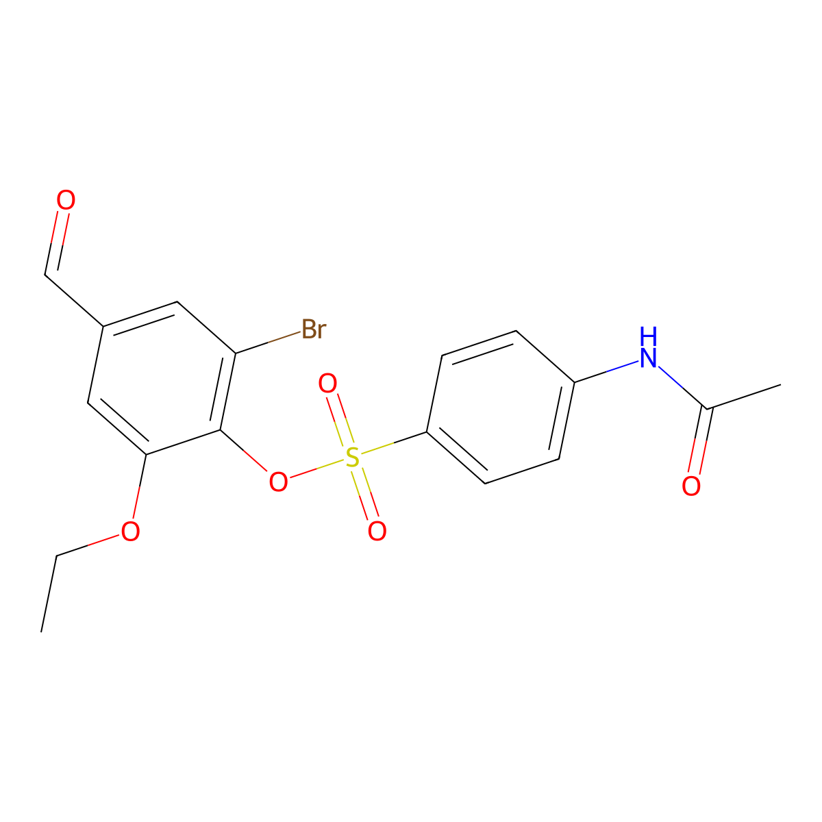 2-Bromo-6-ethoxy-4-formylphenyl 4-(acetylamino)benzenesulfonate molecular structure, CAS 432021-39-1