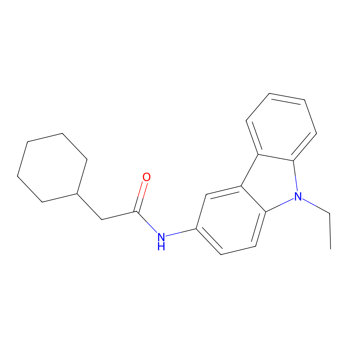 2-cyclohexyl-N-(9-ethylcarbazol-3-yl)acetamide molecular structure, CAS 432021-40-4