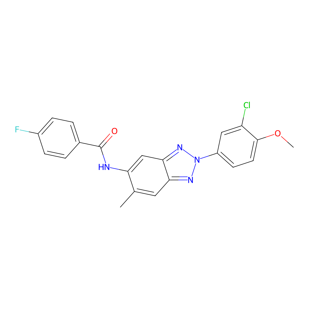 N-[2-(3-chloro-4-methoxyphenyl)-6-methylbenzotriazol-5-yl]-4-fluorobenzamide molecular structure, CAS 432021-49-3