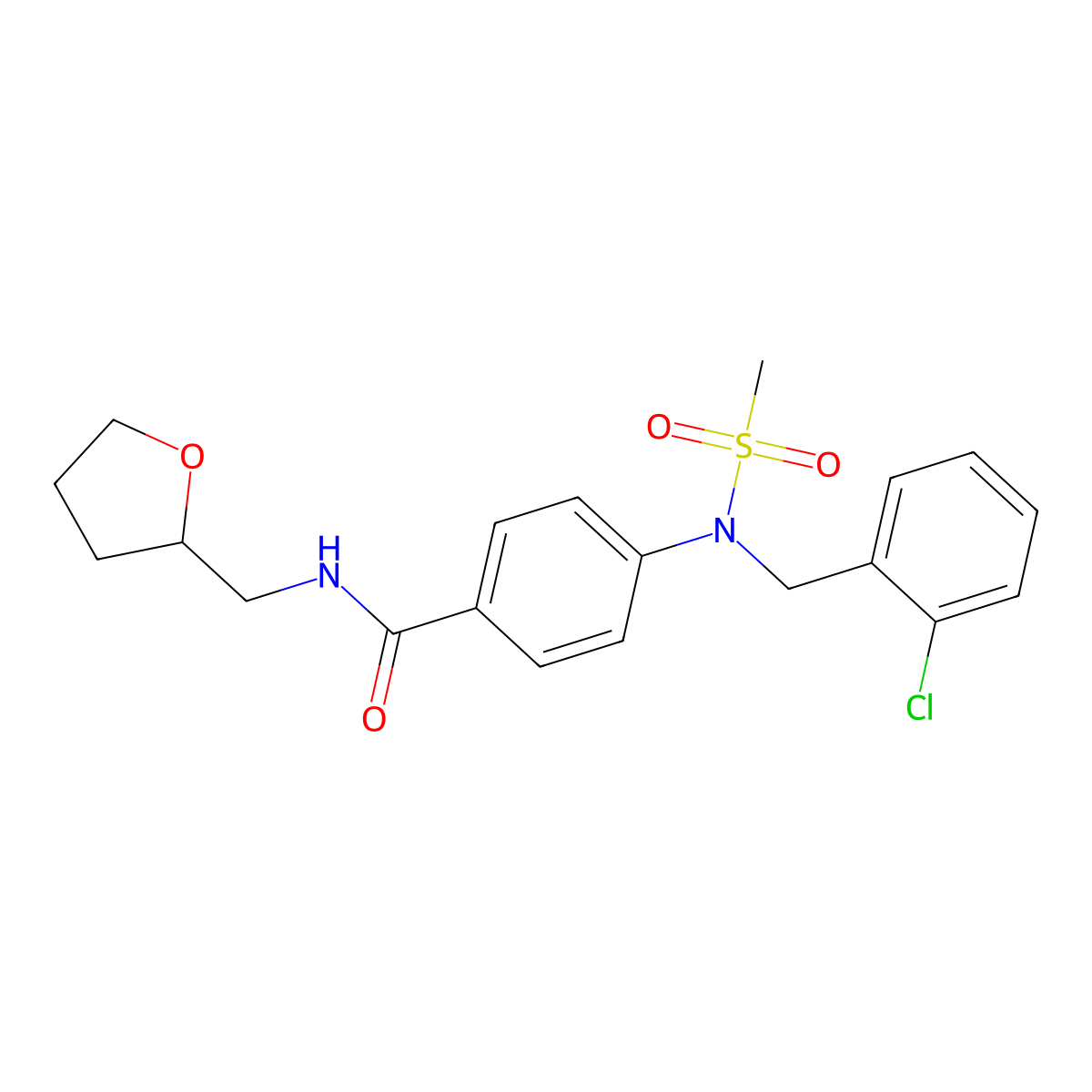 4-[(2-chlorophenyl)methyl-methylsulfonylamino]-N-(oxolan-2-ylmethyl)benzamide molecular structure, CAS 432021-63-1