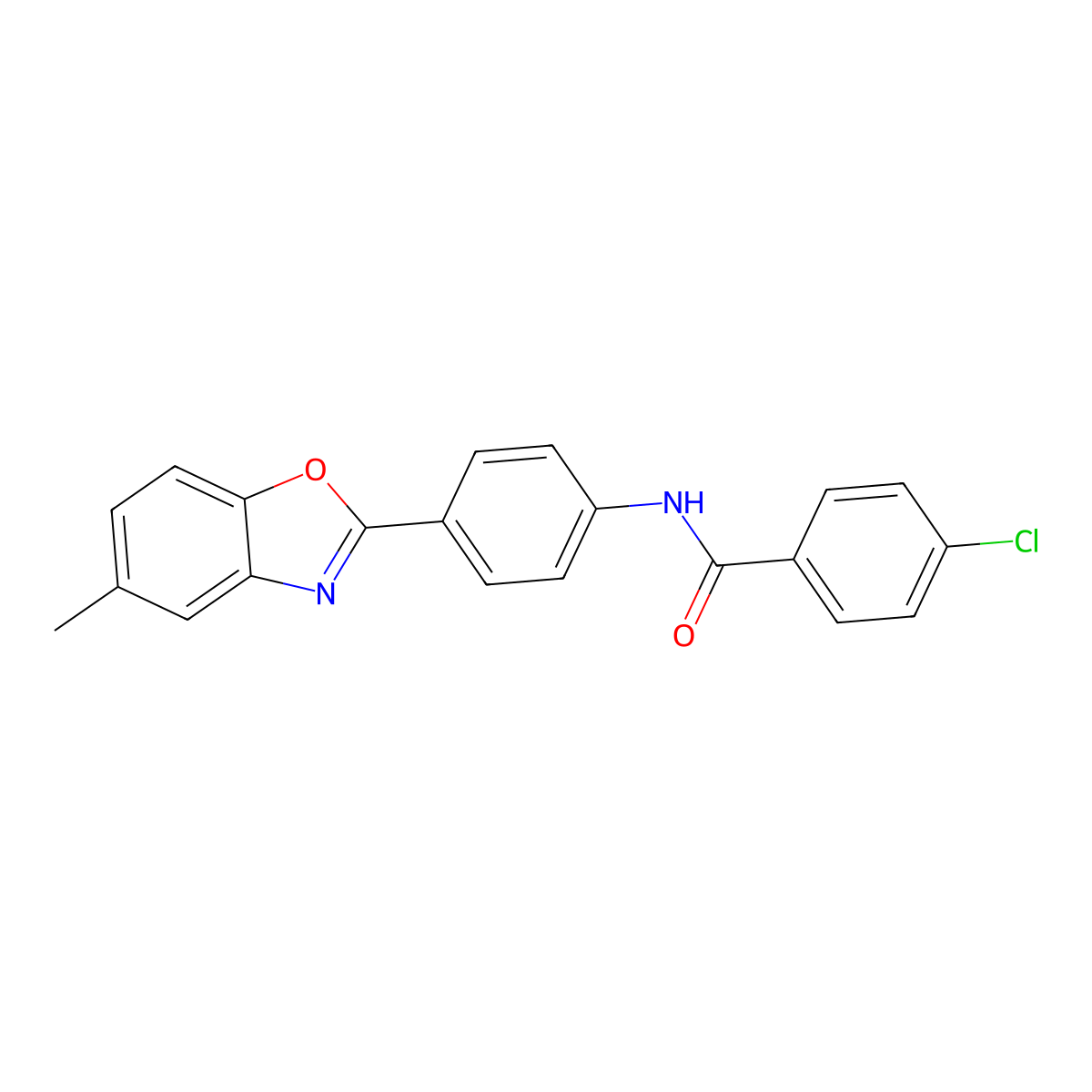 4-chloro-N-[4-(5-methyl-1,3-benzoxazol-2-yl)phenyl]benzamide molecular structure, CAS 432021-82-4
