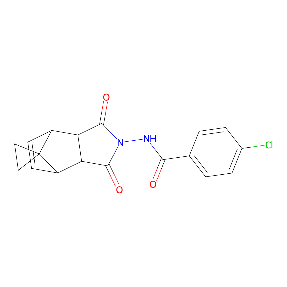 4-chloro-N-(1,3-dioxo-1,3,3a,4,7,7a-hexahydro-2H-spiro[2-aza-4,7-methanoisoindole-8,1'-cyclopropan]-2-yl)benzamide molecular structure, CAS 432022-17-8