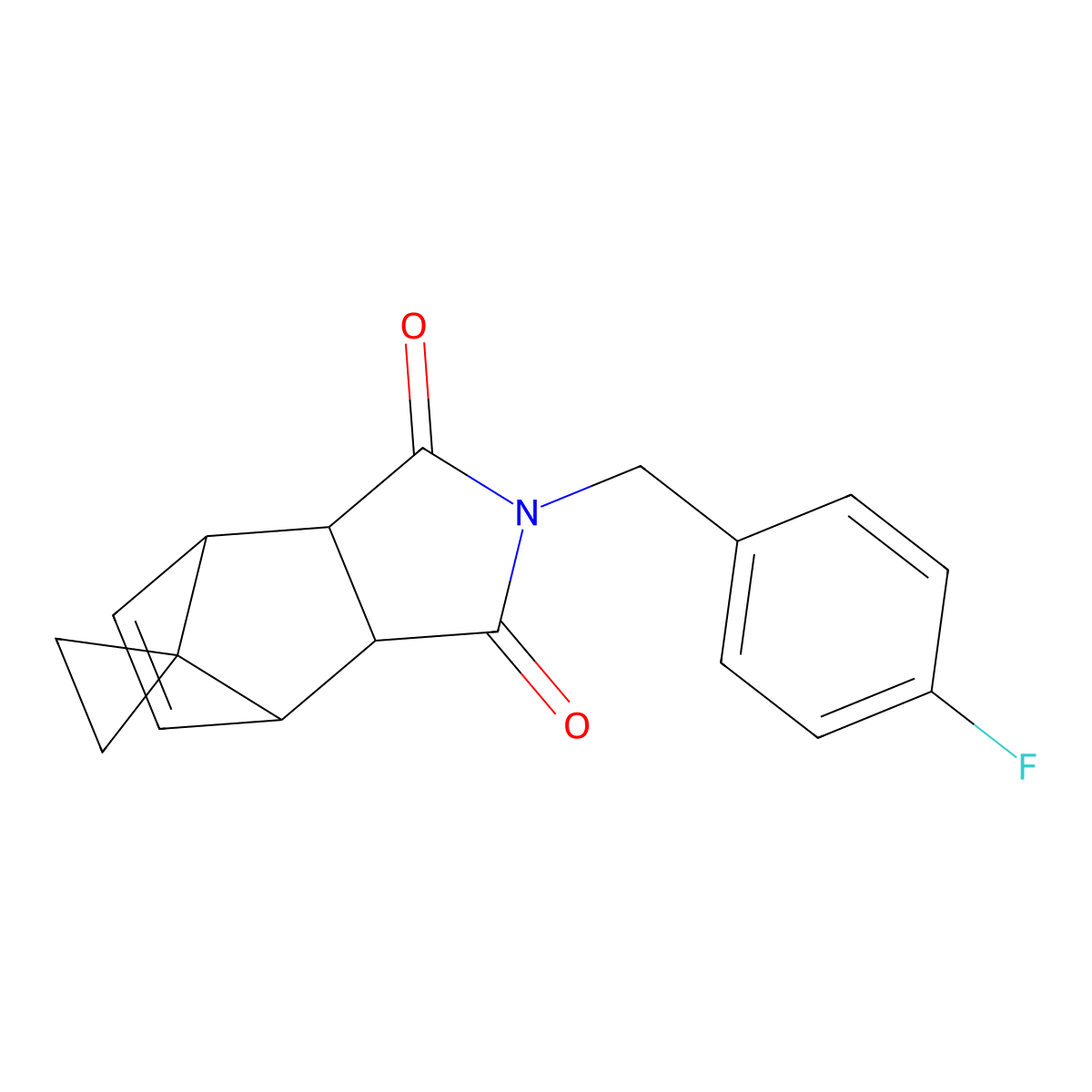 2-(4-fluorobenzyl)-3a,4,7,7a-tetrahydro-1H-spiro[2-aza-4,7-methanoisoindole-8,1'-cyclopropane]-1,3(2H)-dione molecular structure, CAS 432022-25-8