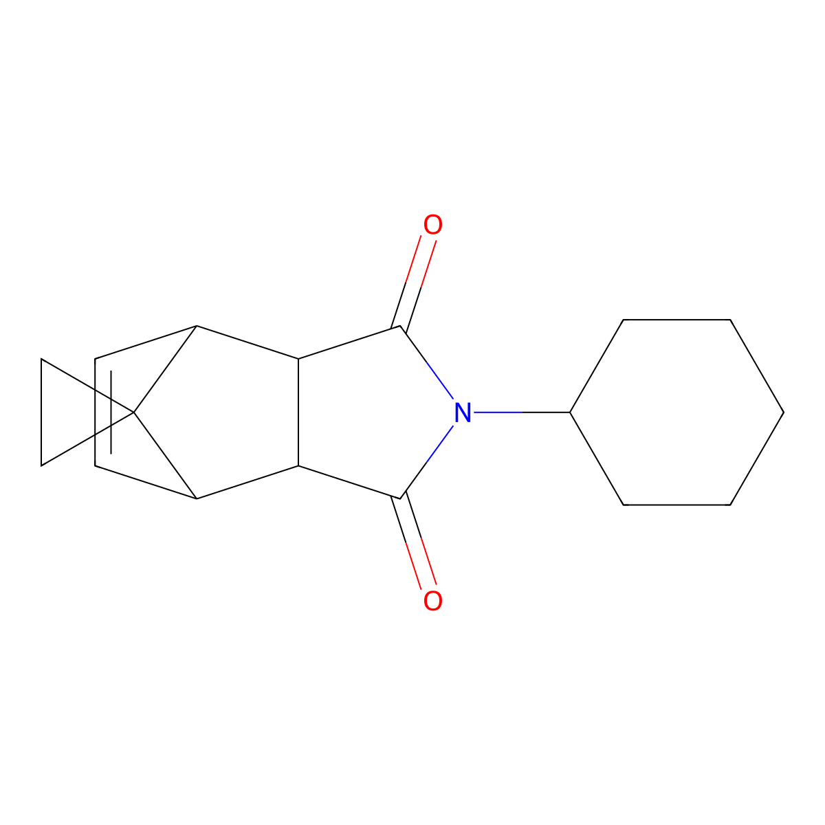 2-cyclohexyl-3a,4,7,7a-tetrahydro-1H-spiro[2-aza-4,7-methanoisoindole-8,1'-cyclopropane]-1,3(2H)-dione molecular structure, CAS 432022-26-9