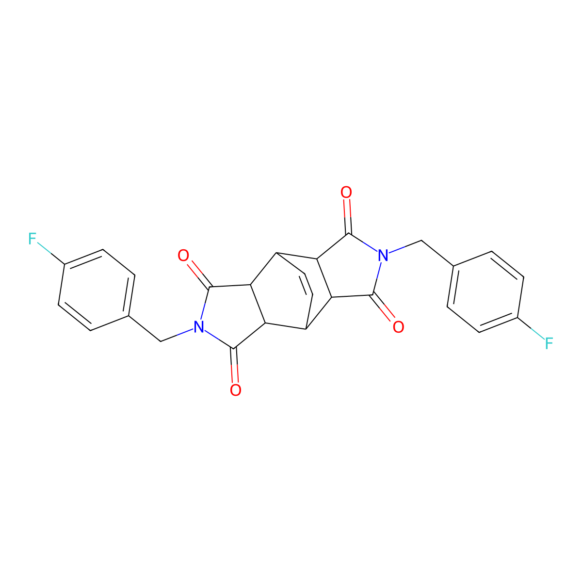 2,6-Bis(4-fluorobenzyl)hexahydro-4,8-ethenopyrrolo[3,4-f]isoindole-1,3,5,7-tetrone molecular structure, CAS 432022-29-2