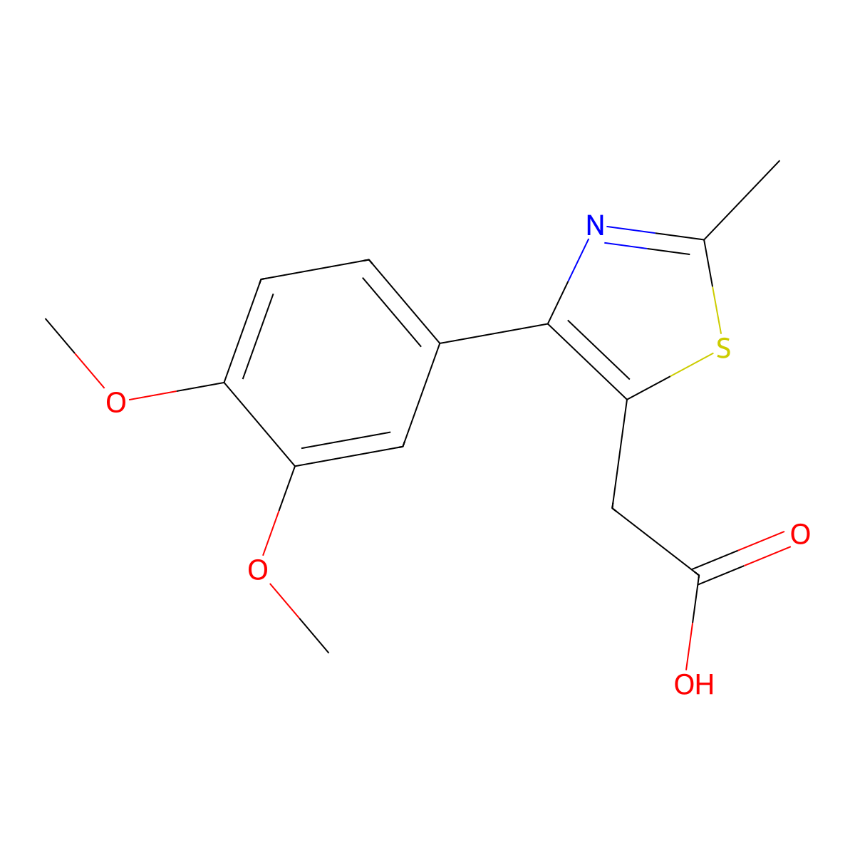 [4-(3,4-Dimethoxy-phenyl)-2-methyl-thiazol-5-yl]-acetic acid molecular structure, CAS 43204-94-0