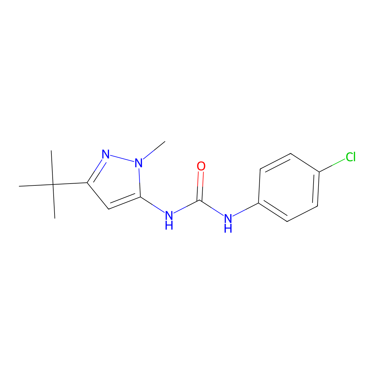 1-(5-Tert-Butyl-2-Methyl-2h-Pyrazol-3-Yl)-3-(4-Chloro-Phenyl)-Urea molecular structure, CAS 432042-02-9