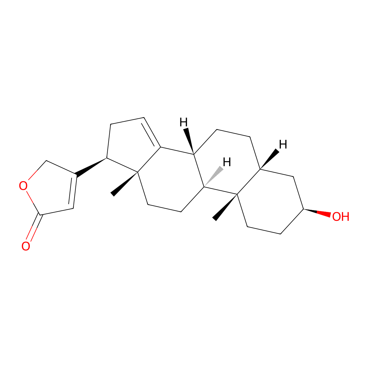 (3beta,5beta)-3-Hydroxycarda-14,20(22)-dienolide molecular structure, CAS 4321-20-4