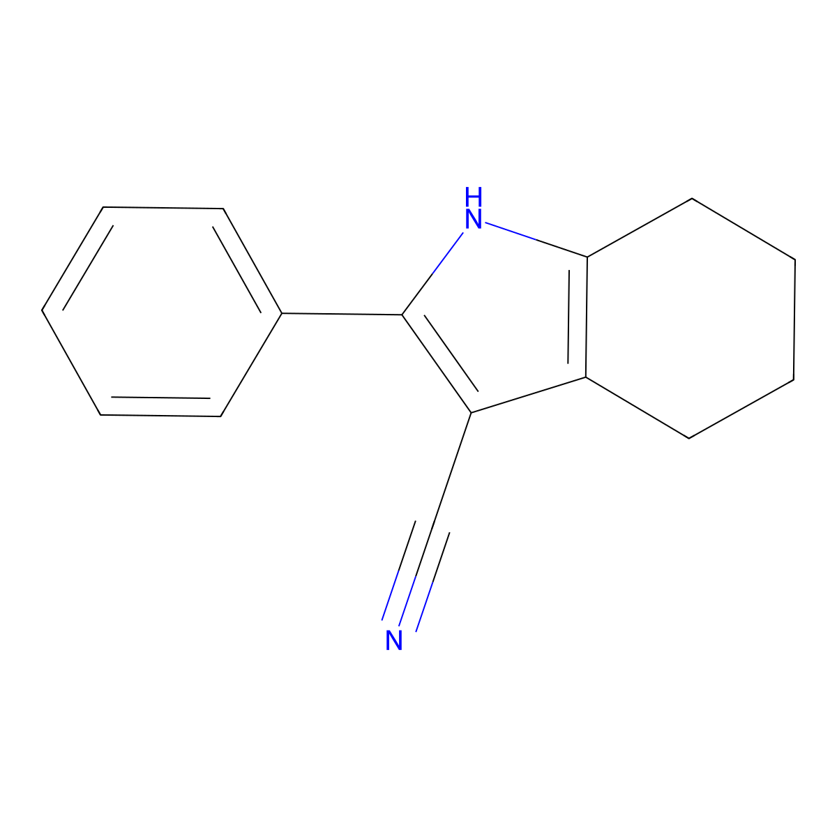 2-Phenyl-4,5,6,7-tetrahydro-1H-indole-3-carbonitrile molecular structure, CAS 43215-29-8