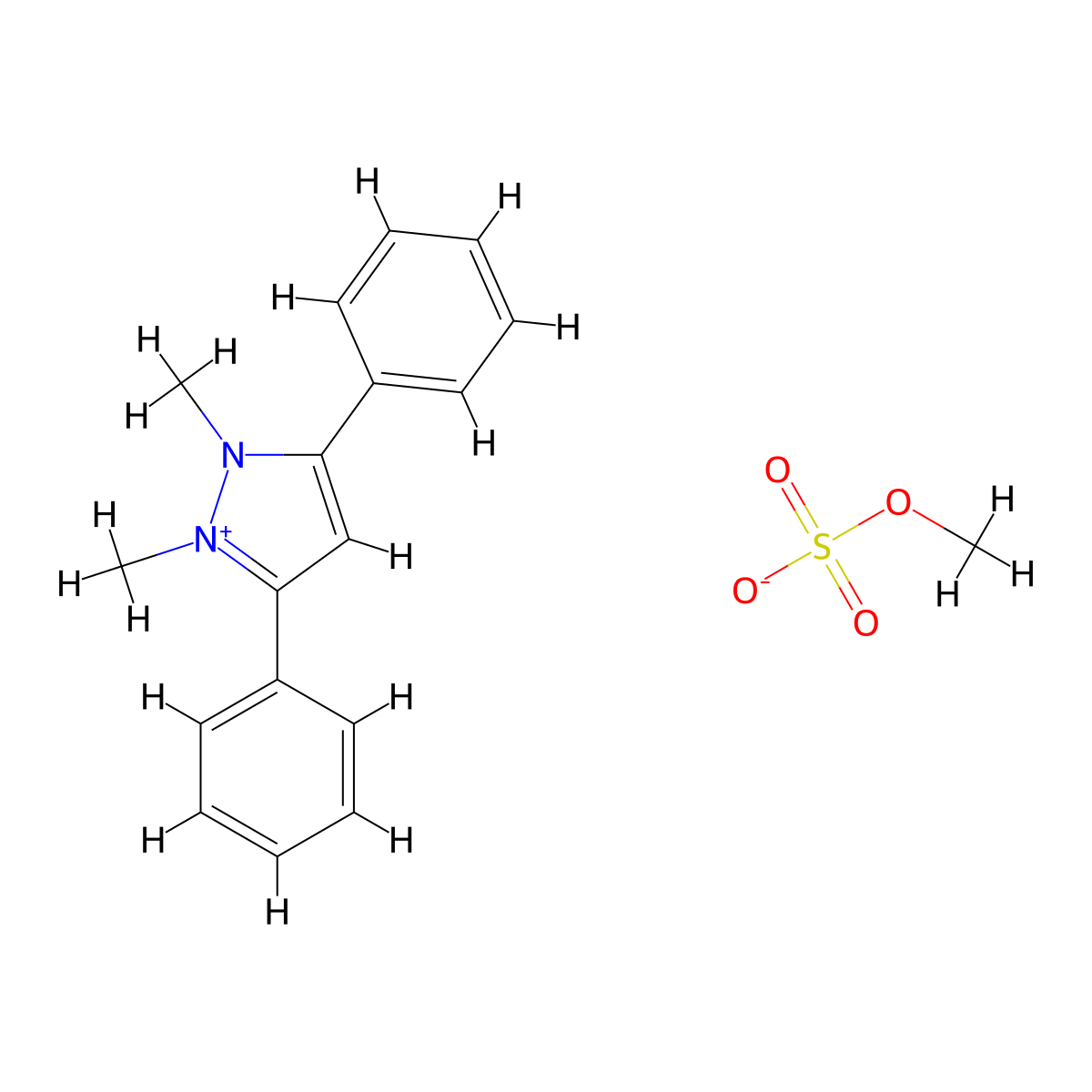 Difenzoquat metilsulfate molecular structure, CAS 43222-48-6