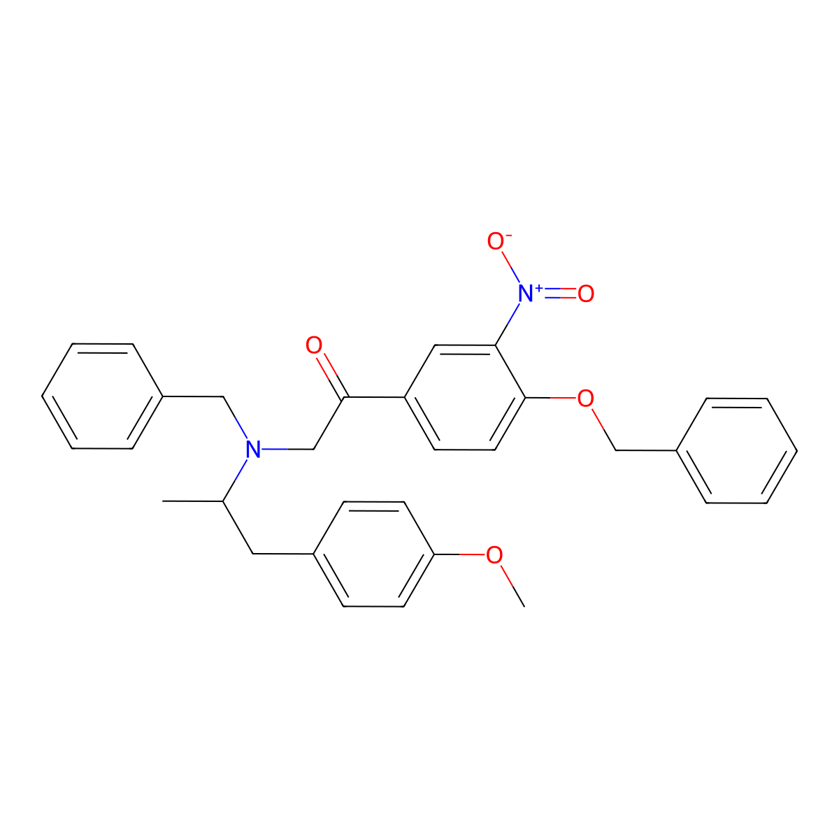 2-[Benzyl-[1-(4-methoxyphenyl)propan-2-yl]amino]-1-(3-nitro-4-phenylmethoxyphenyl)ethanone molecular structure, CAS 43229-66-9