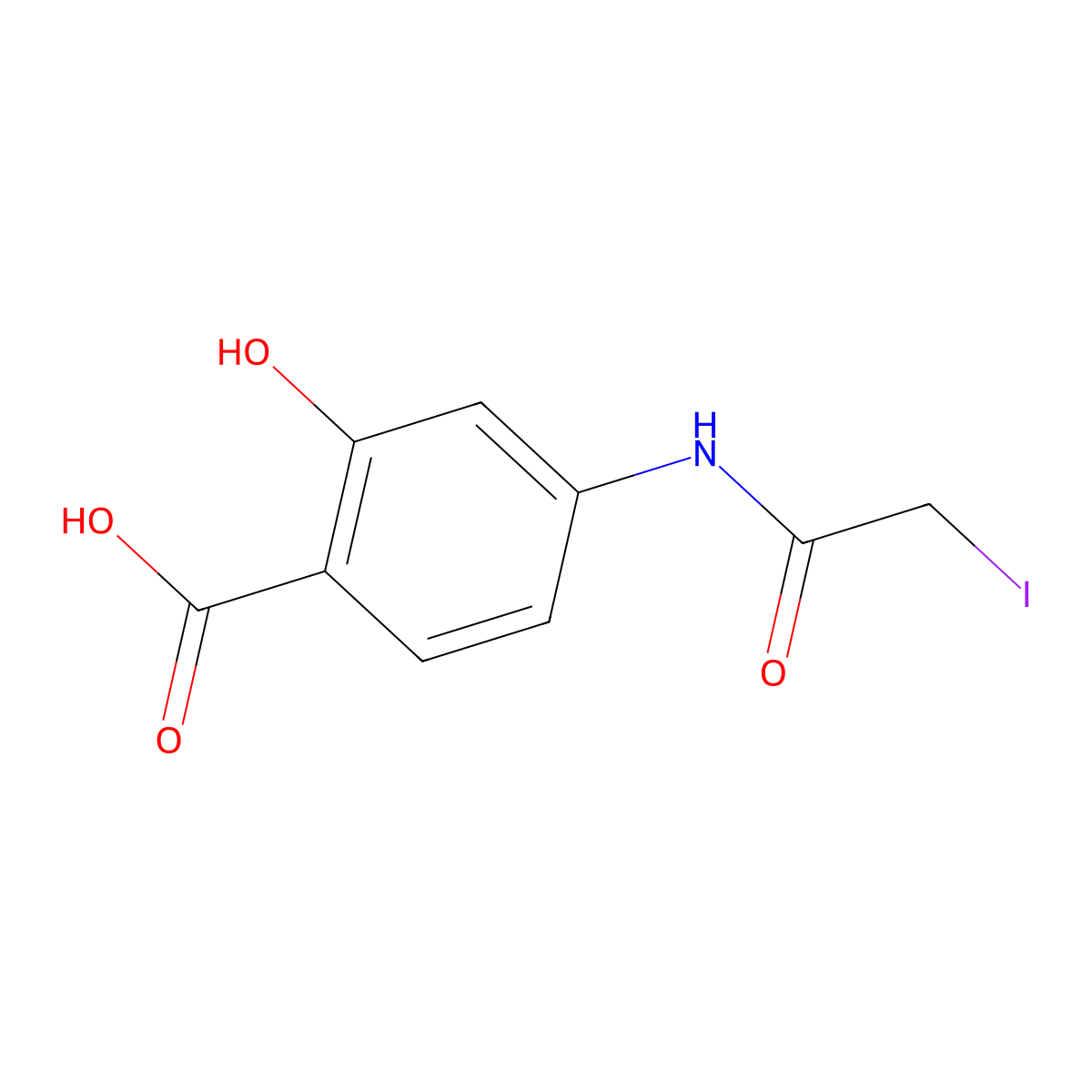 2-Hydroxy-4-((2-iodoacetyl)amino)benzoic acid molecular structure, CAS 4323-00-6