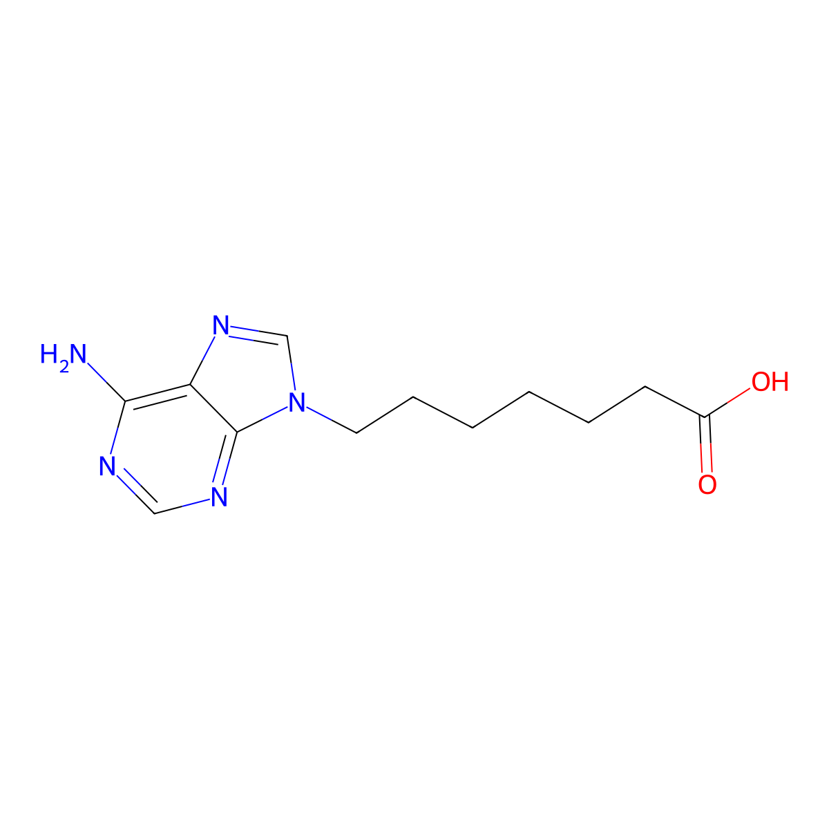 7-(6-Amino-purin-9-yl)-heptanoic acid molecular structure, CAS 4323-13-1