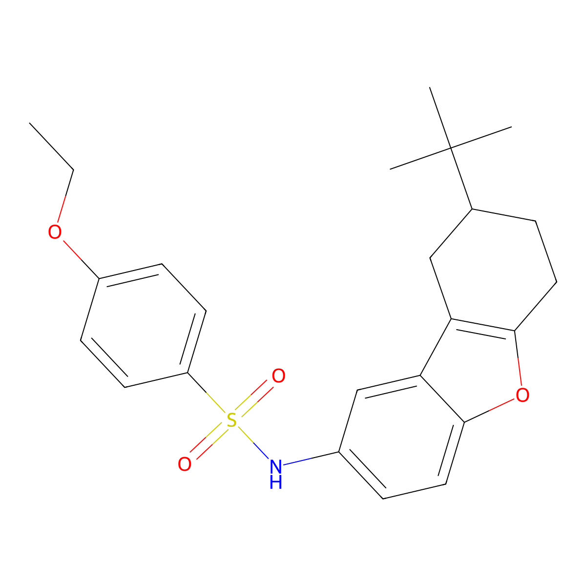 N-(8-tert-butyl-6,7,8,9-tetrahydrodibenzofuran-2-yl)-4-ethoxybenzenesulfonamide molecular structure, CAS 4323-98-2