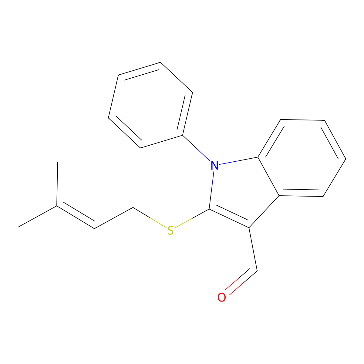 2-[(3-methyl-2-butenyl)sulfanyl]-1-phenyl-1H-indole-3-carbaldehyde molecular structure, CAS 432491-25-3