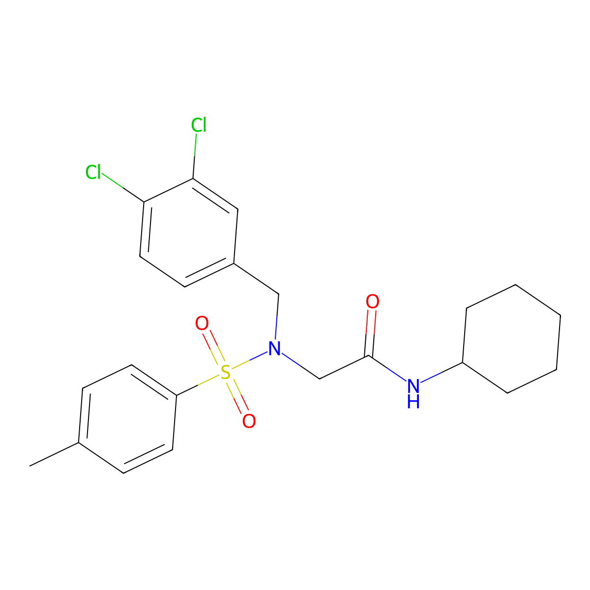 N-cyclohexyl-2-[(3,4-dichlorophenyl)methyl-(4-methylphenyl)sulfonylamino]acetamide molecular structure, CAS 432494-60-5