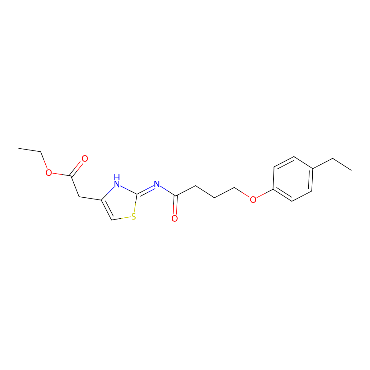 Ethyl (2-{[4-(4-ethylphenoxy)butanoyl]amino}-1,3-thiazol-4-yl)acetate molecular structure, CAS 432494-84-3