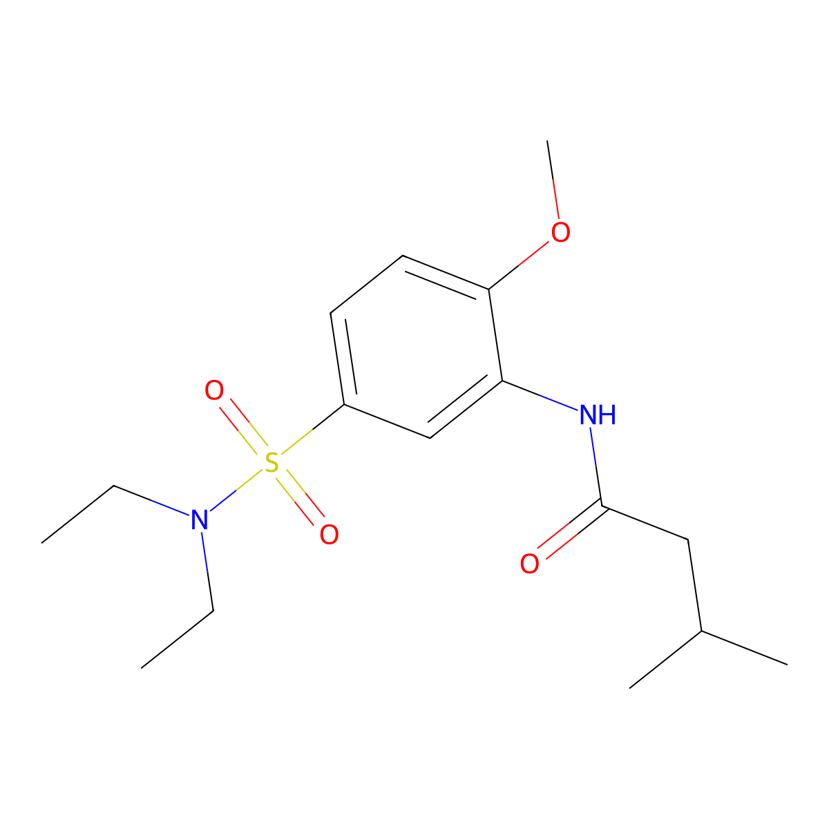 N-[5-(diethylsulfamoyl)-2-methoxyphenyl]-3-methylbutanamide molecular structure, CAS 432494-93-4