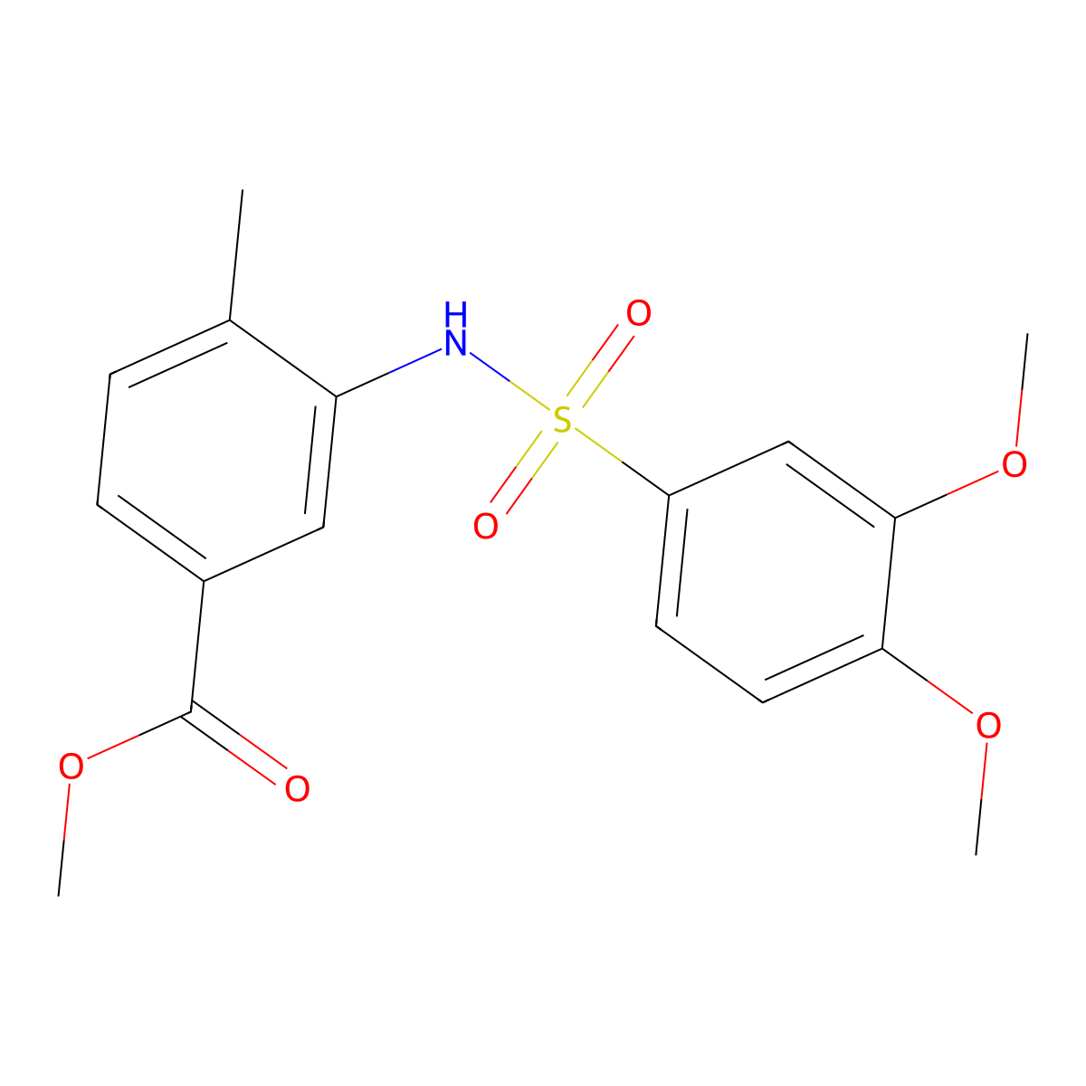 Methyl 3-{[(3,4-dimethoxyphenyl)sulfonyl]amino}-4-methylbenzoate molecular structure, CAS 432495-00-6