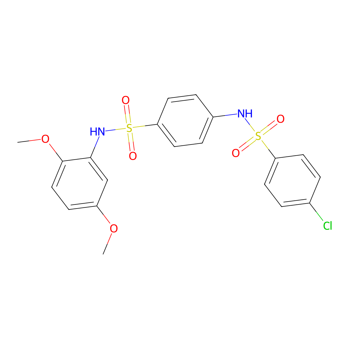 4-[(4-chlorophenyl)sulfonylamino]-N-(2,5-dimethoxyphenyl)benzenesulfonamide molecular structure, CAS 432495-26-6