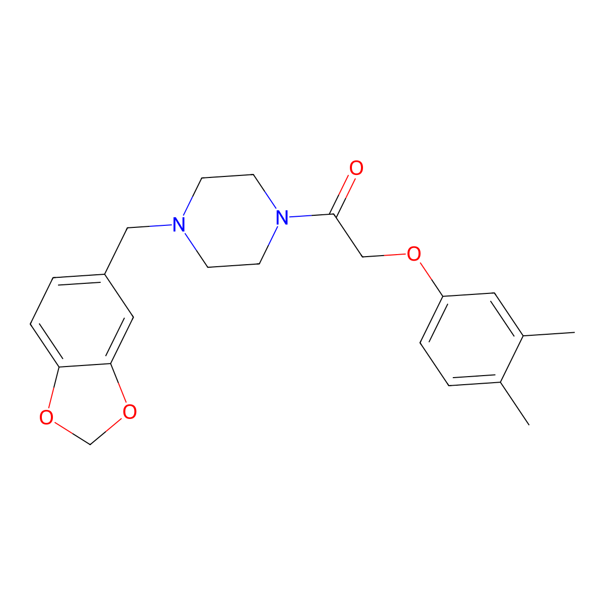 1-[4-(1,3-Benzodioxol-5-ylmethyl)piperazin-1-yl]-2-(3,4-dimethylphenoxy)ethanone molecular structure, CAS 432495-42-6