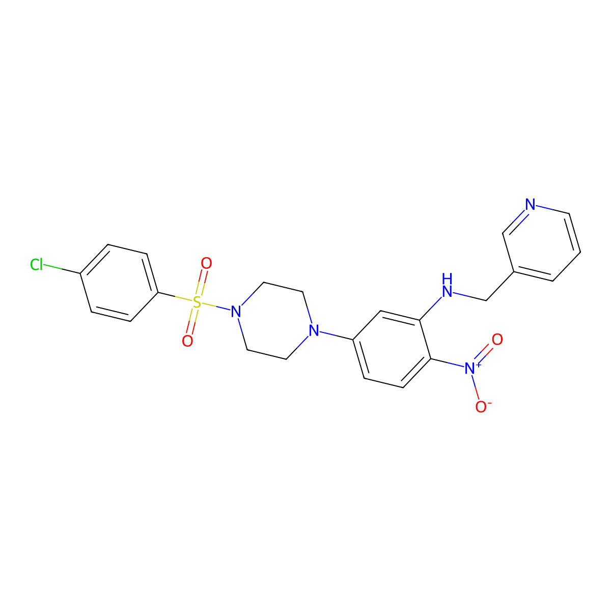 (5-{4-[(4-Chlorophenyl)sulfonyl]-1-piperazinyl}-2-nitrophenyl)(3-pyridinylmethyl)amine molecular structure, CAS 432495-44-8