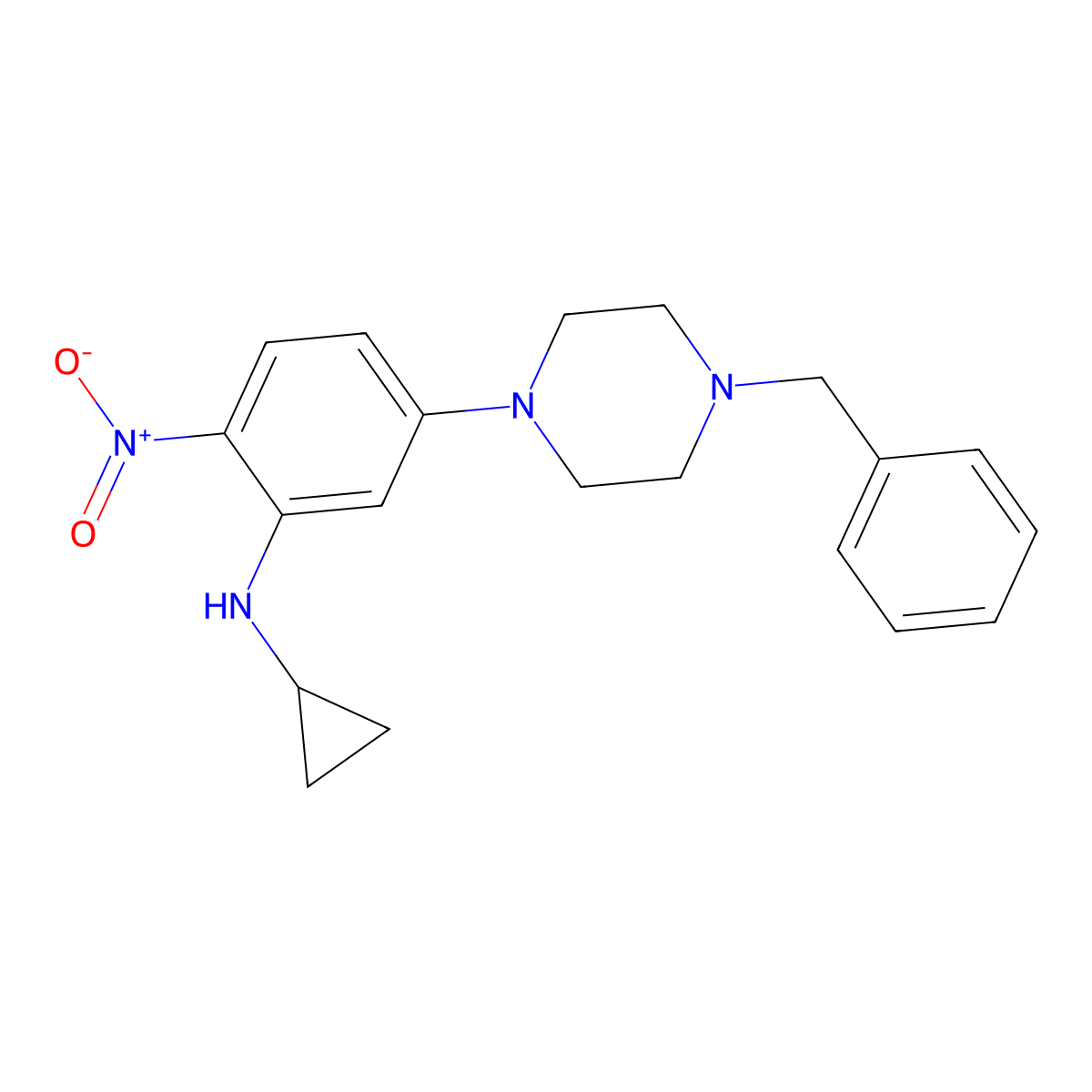 5-(4-benzylpiperazin-1-yl)-N-cyclopropyl-2-nitroaniline molecular structure, CAS 432495-79-9