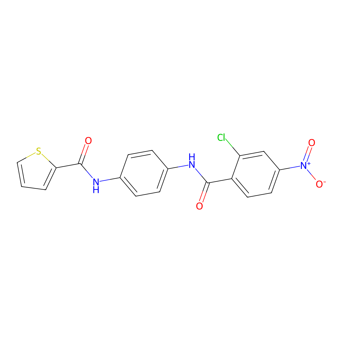 N-[4-[(2-chloro-4-nitrobenzoyl)amino]phenyl]thiophene-2-carboxamide molecular structure, CAS 432495-90-4