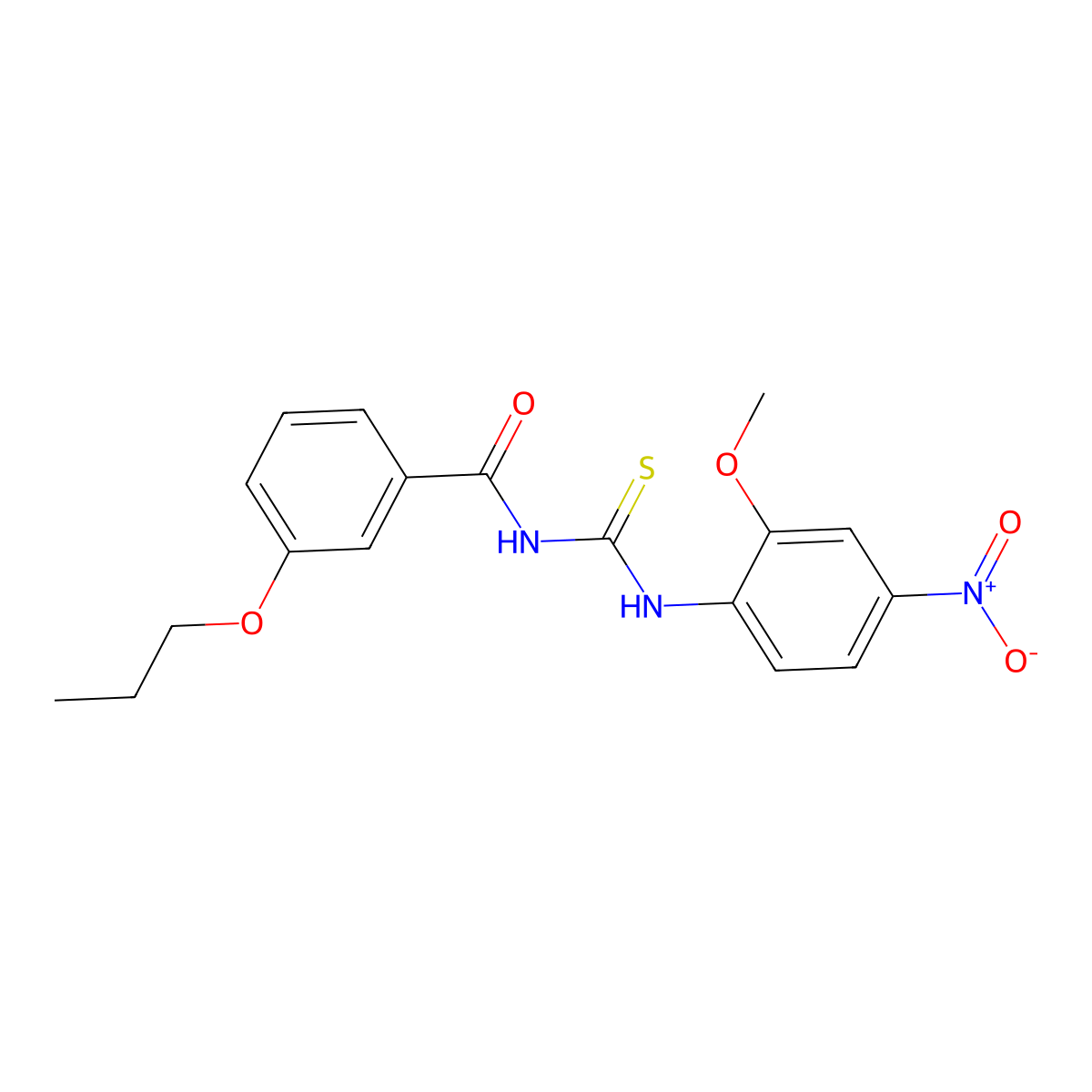 N-[(2-methoxy-4-nitrophenyl)carbamothioyl]-3-propoxybenzamide molecular structure, CAS 432496-05-4