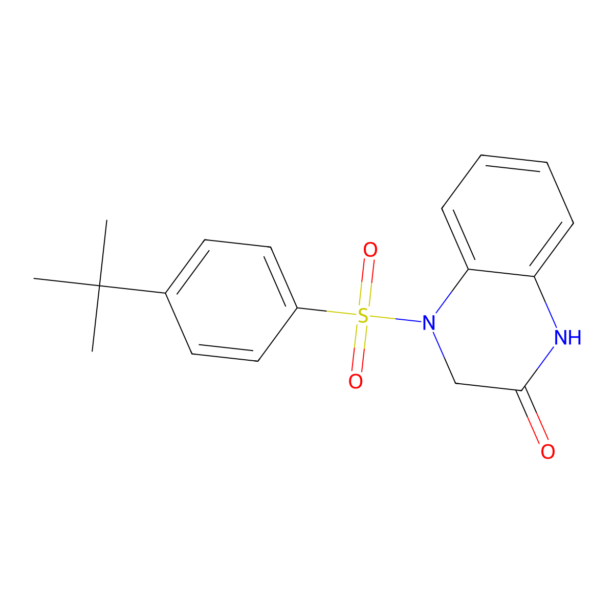 4-(4-Tert-butylphenyl)sulfonyl-1,3-dihydroquinoxalin-2-one molecular structure, CAS 432496-15-6