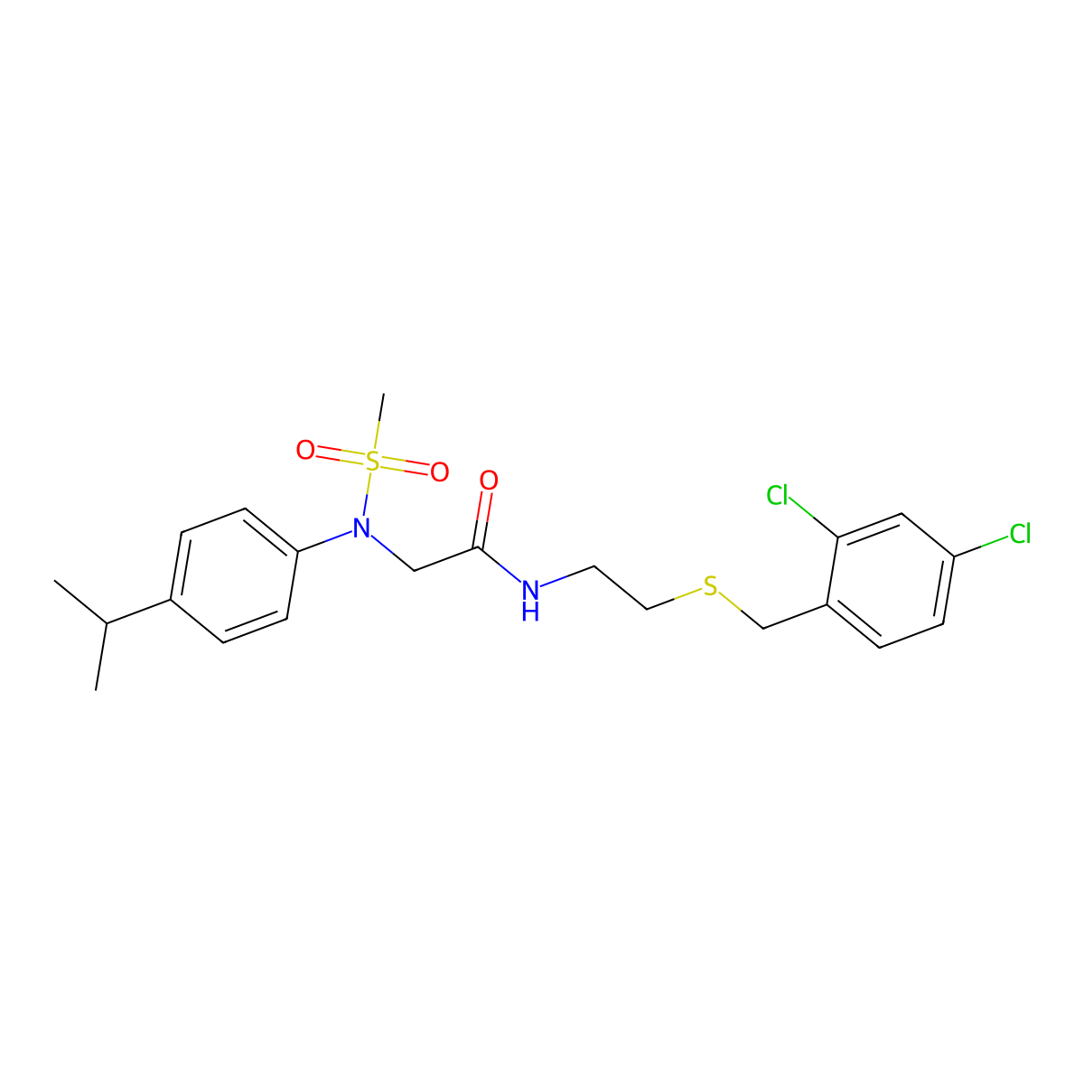 N-[2-[(2,4-dichlorophenyl)methylsulfanyl]ethyl]-2-(N-methylsulfonyl-4-propan-2-ylanilino)acetamide molecular structure, CAS 432496-17-8