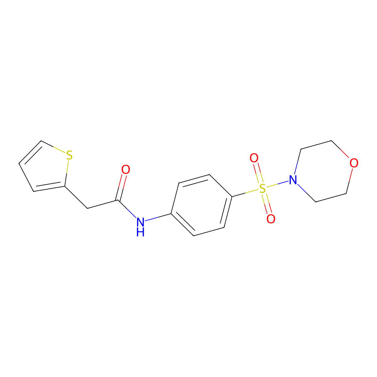N-[4-(morpholin-4-ylsulfonyl)phenyl]-2-(thiophen-2-yl)acetamide molecular structure, CAS 432496-55-4