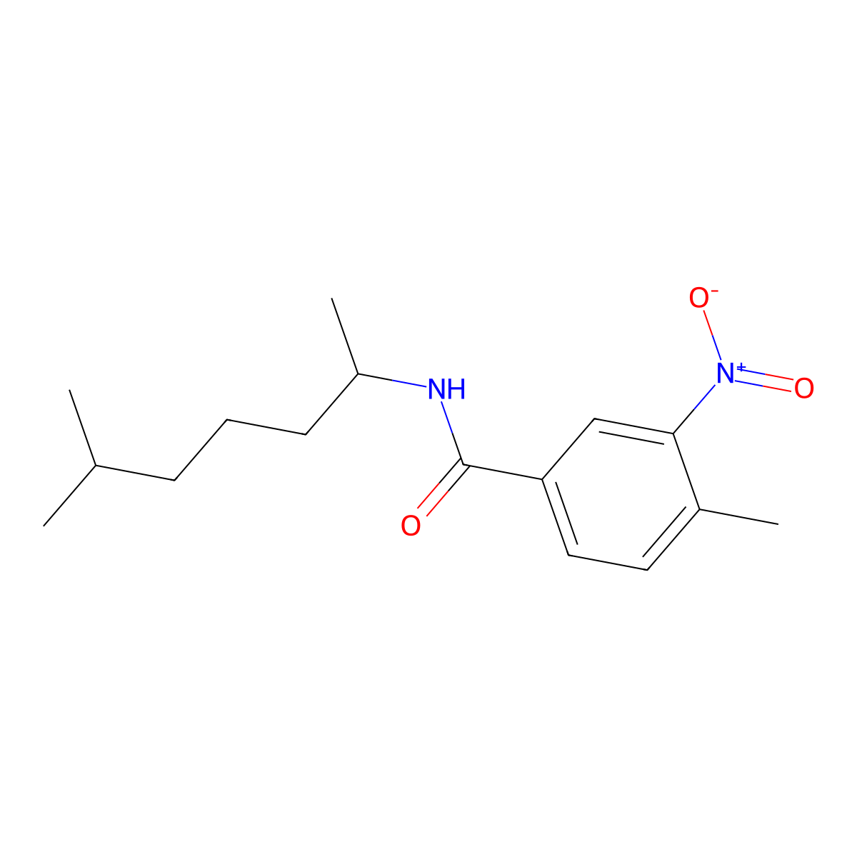 4-methyl-N-(6-methylheptan-2-yl)-3-nitrobenzamide molecular structure, CAS 432496-58-7