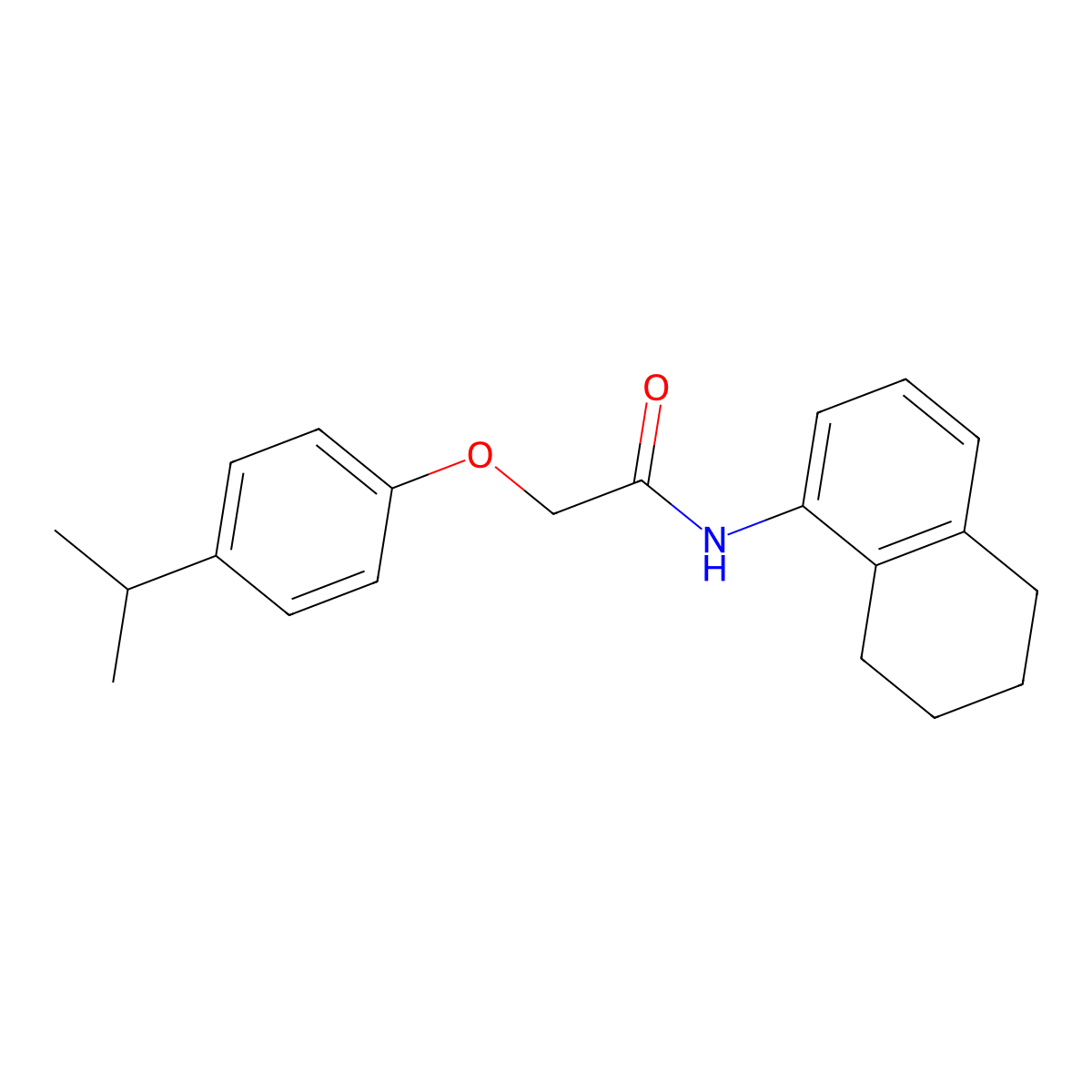 2-(4-propan-2-ylphenoxy)-N-(5,6,7,8-tetrahydronaphthalen-1-yl)acetamide molecular structure, CAS 432496-70-3
