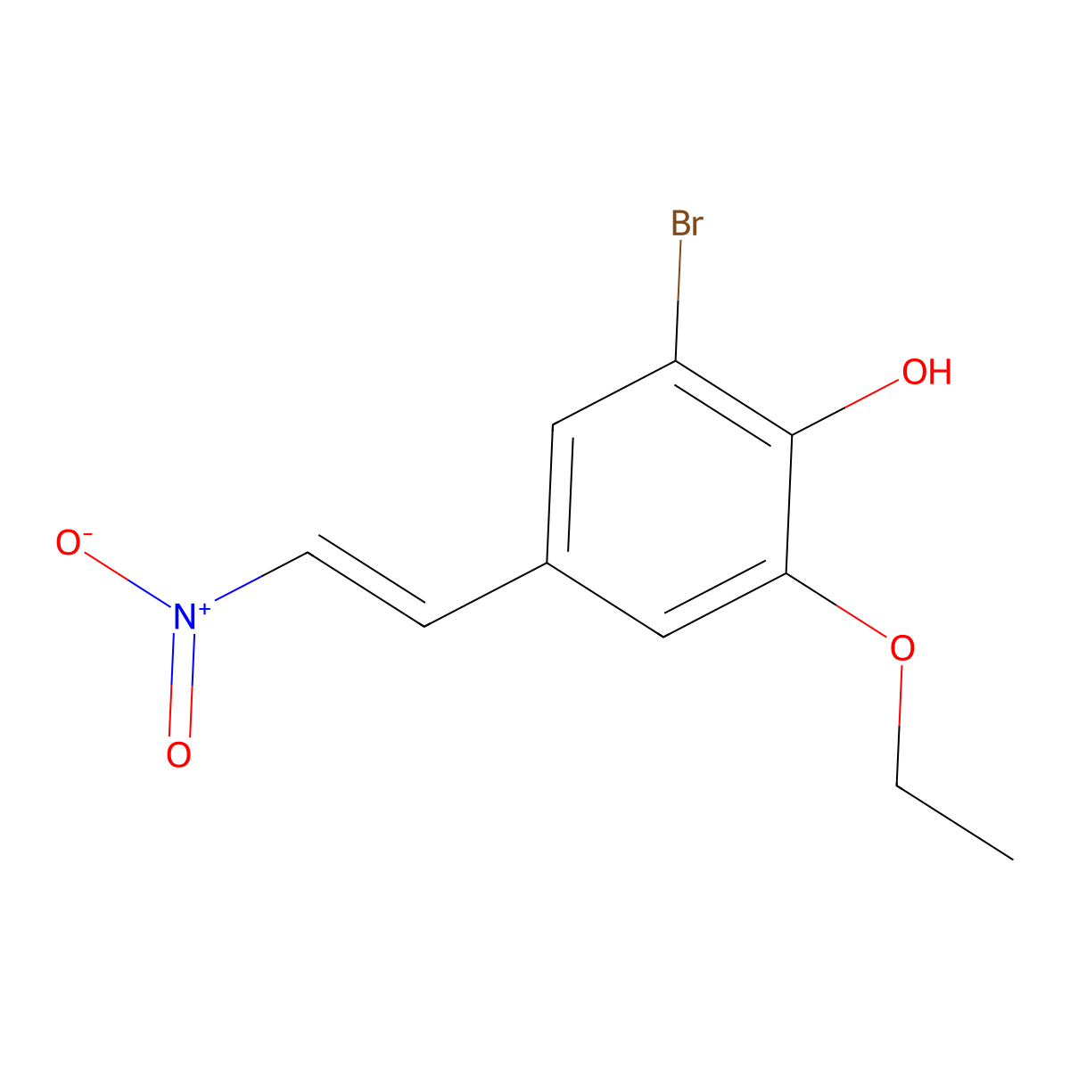2-Bromo-6-ethoxy-4-[(E)-2-nitrovinyl]phenol molecular structure, CAS 432496-77-0