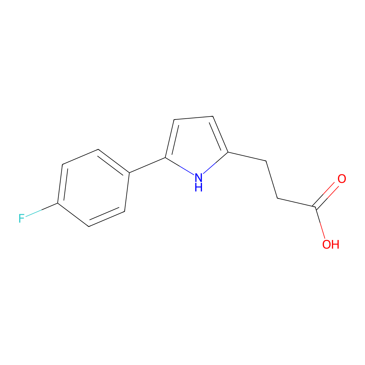 3-[5-(4-Fluoro-phenyl)-1H-pyrrol-2-yl]-propionic acid molecular structure, CAS 432496-81-6
