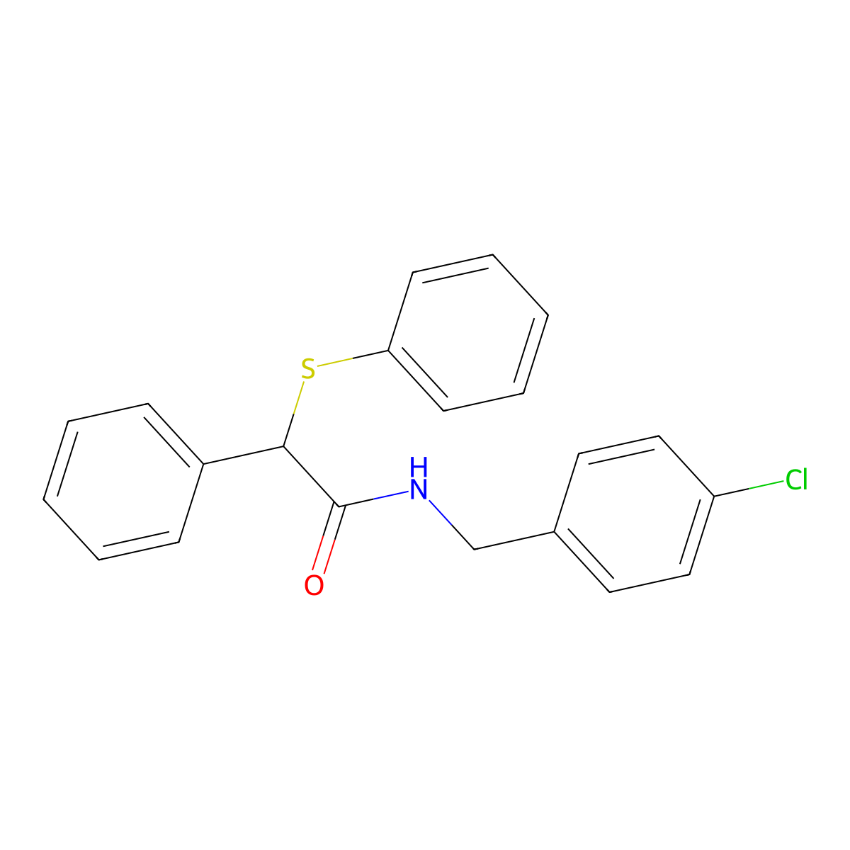 N-(4-chlorobenzyl)-2-phenyl-2-(phenylsulfanyl)acetamide molecular structure, CAS 432497-23-9