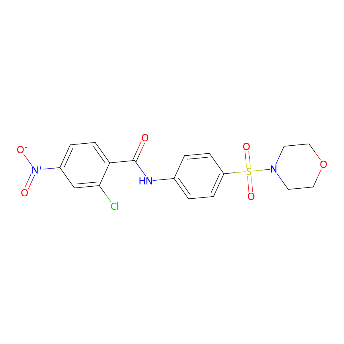 2-chloro-N-(4-morpholin-4-ylsulfonylphenyl)-4-nitrobenzamide molecular structure, CAS 432497-36-4