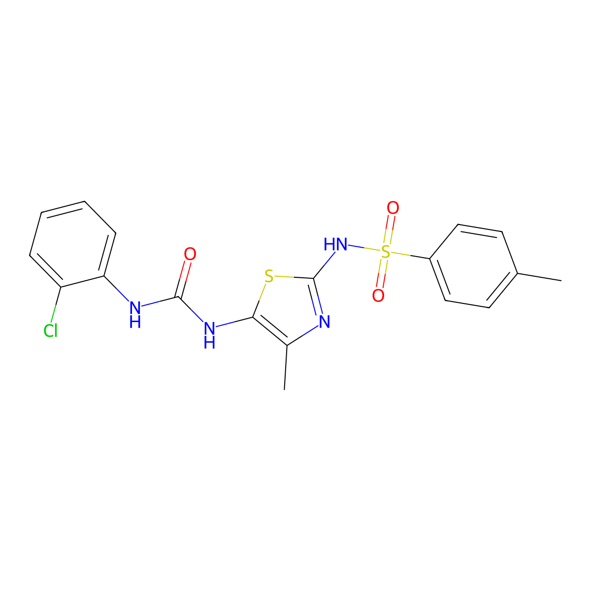 1-(2-Chlorophenyl)-3-[4-methyl-2-[(4-methylphenyl)sulfonylamino]-1,3-thiazol-5-yl]urea molecular structure, CAS 432497-44-4