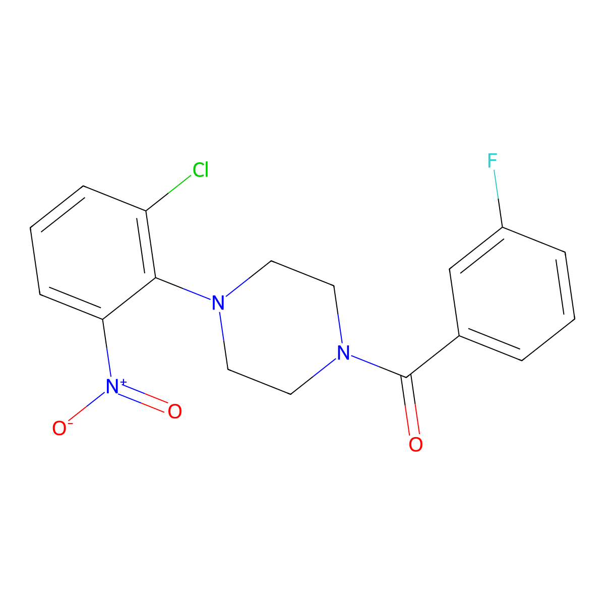 [4-(2-Chloro-6-nitrophenyl)piperazin-1-yl]-(3-fluorophenyl)methanone molecular structure, CAS 432497-71-7