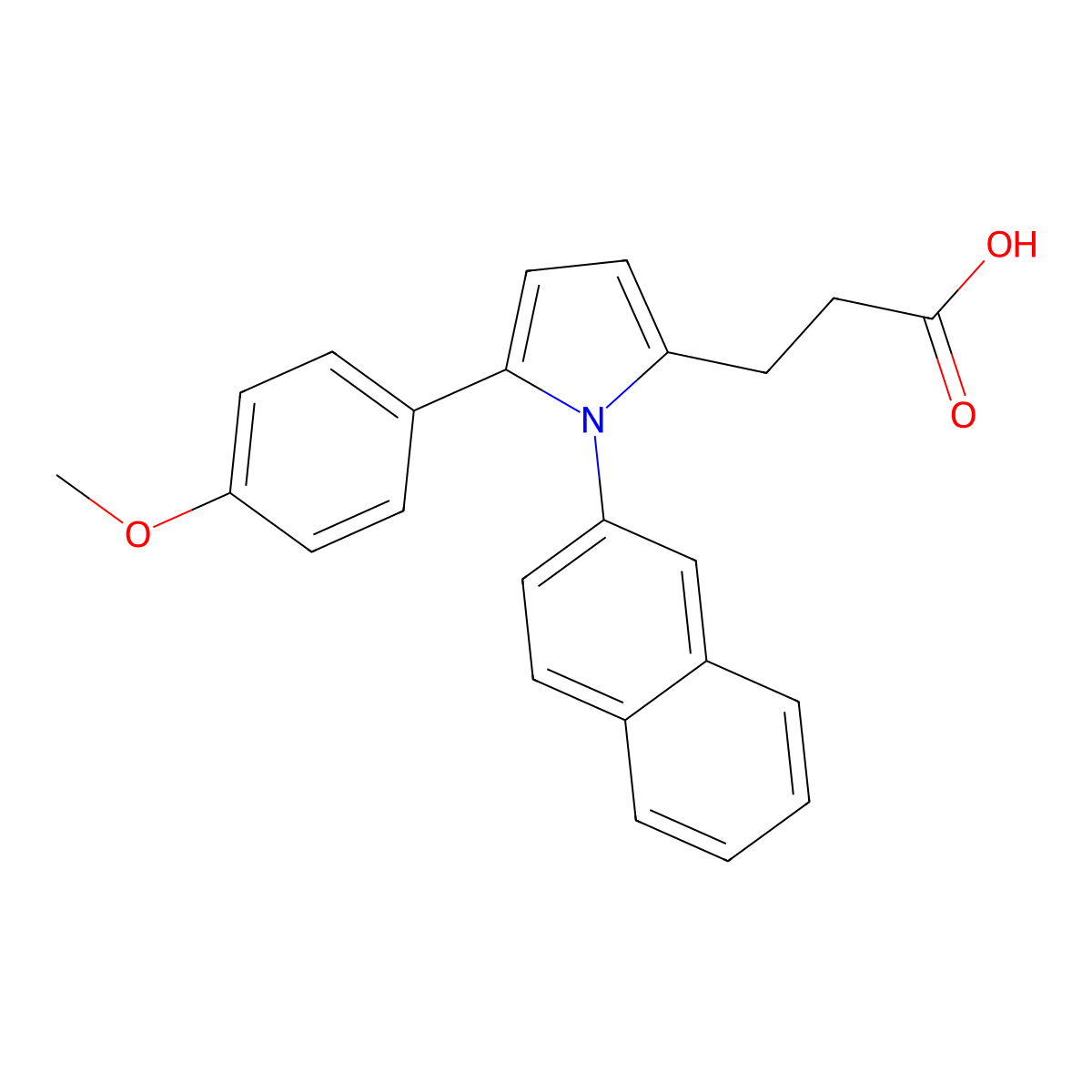 3-[5-(4-methoxyphenyl)-1-(naphthalen-2-yl)-1H-pyrrol-2-yl]propanoic acid molecular structure, CAS 432497-79-5