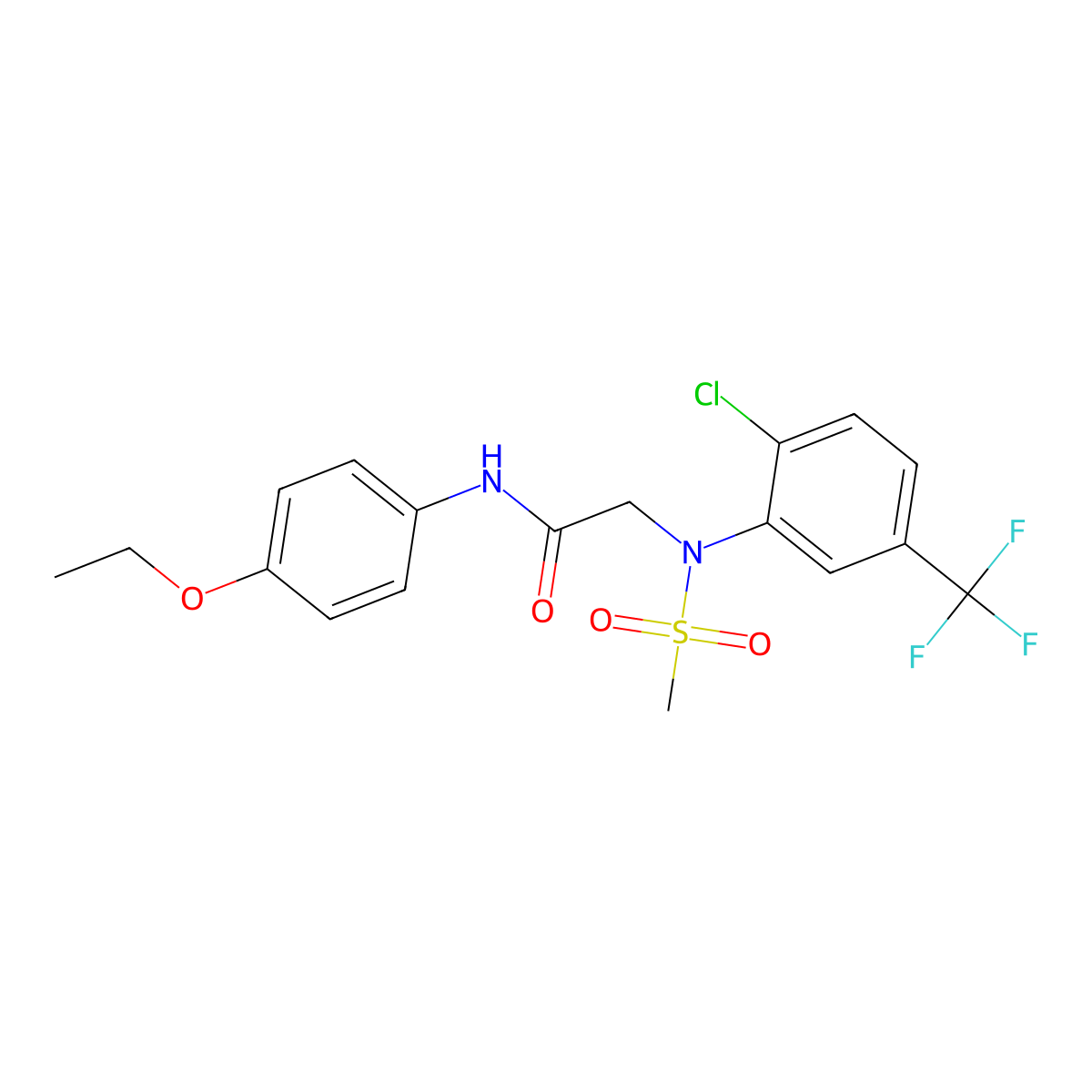 2-[2-chloro-N-methylsulfonyl-5-(trifluoromethyl)anilino]-N-(4-ethoxyphenyl)acetamide molecular structure, CAS 432497-80-8