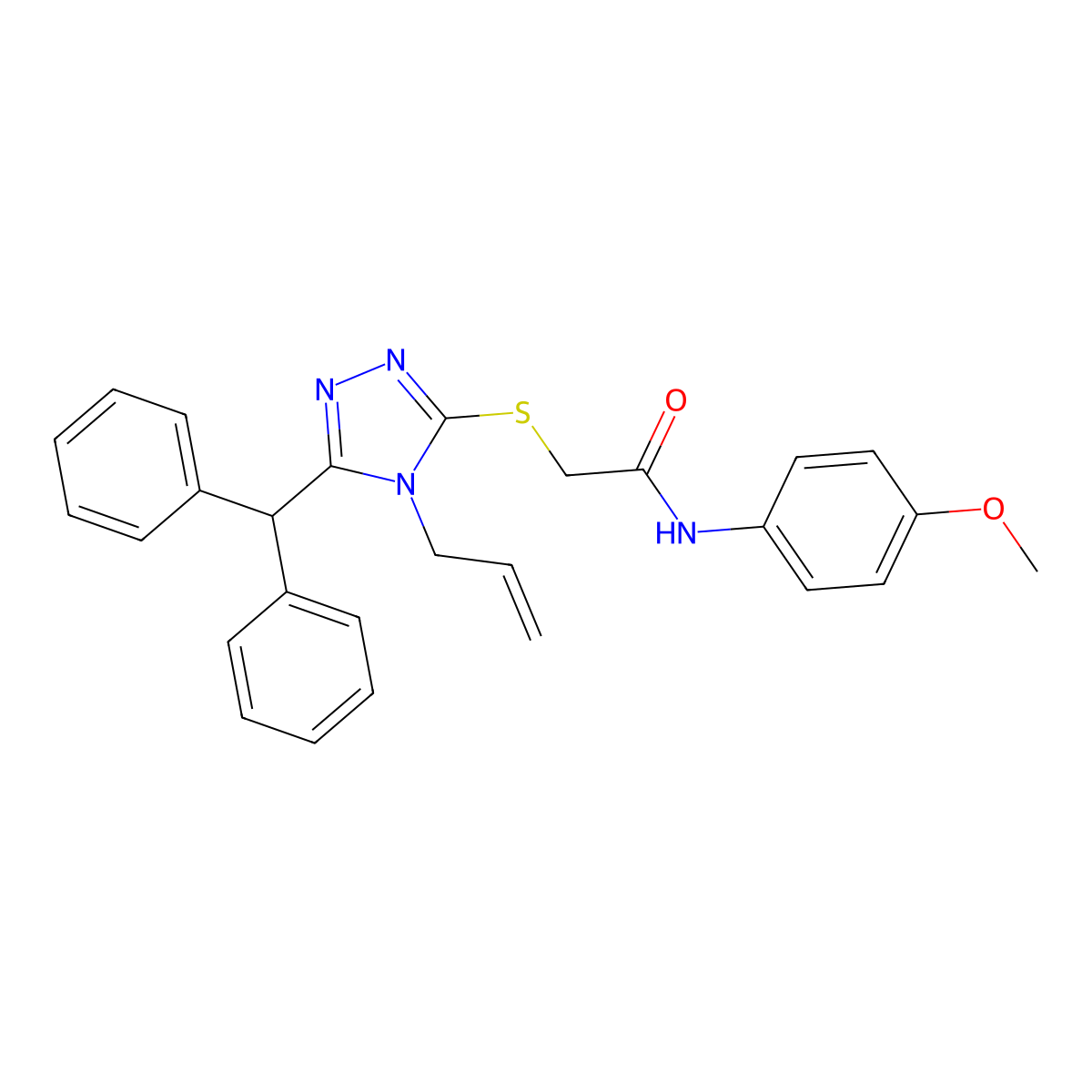 2-[(5-benzhydryl-4-prop-2-enyl-1,2,4-triazol-3-yl)sulfanyl]-N-(4-methoxyphenyl)acetamide molecular structure, CAS 432497-96-6