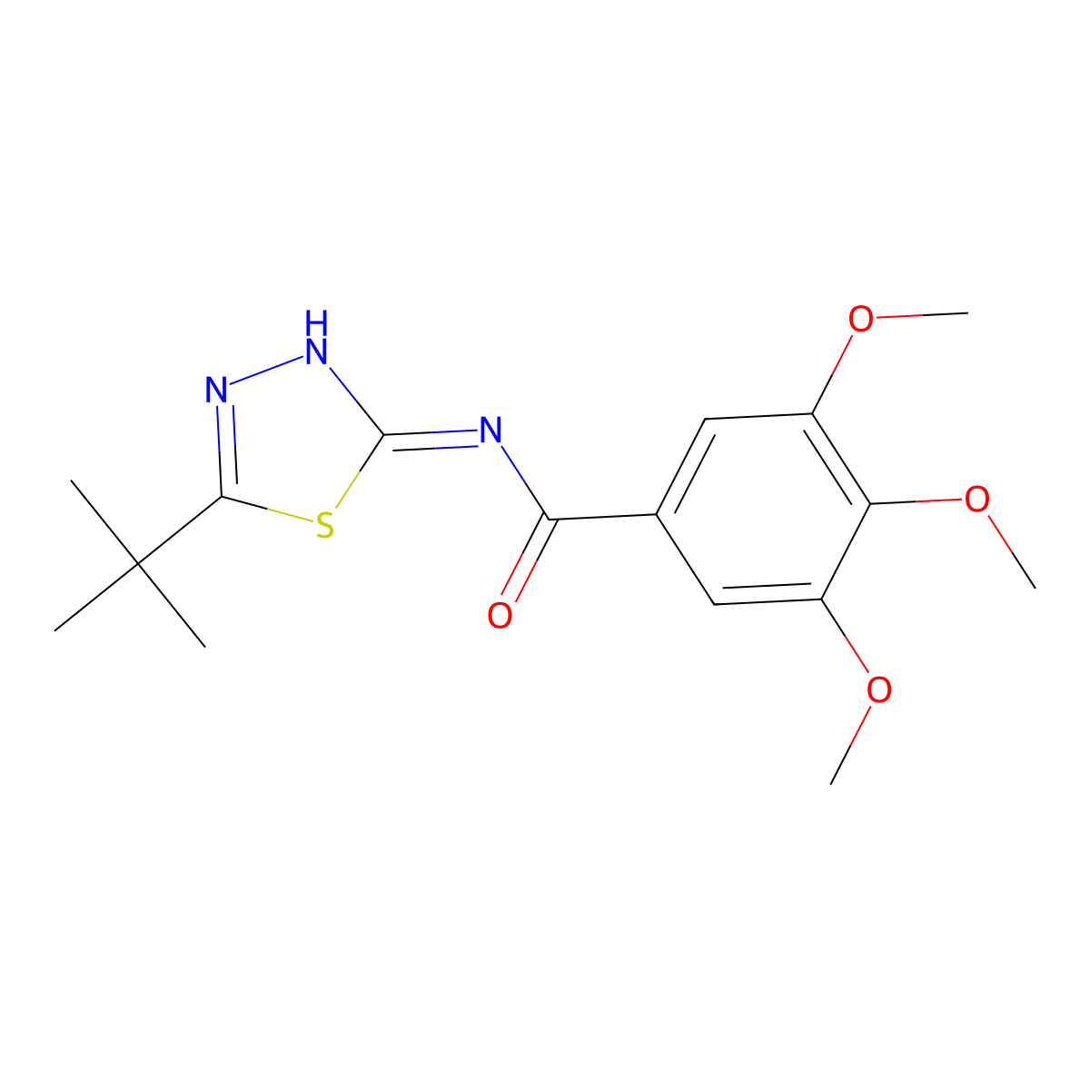 N-(5-tert-butyl-1,3,4-thiadiazol-2-yl)-3,4,5-trimethoxybenzamide molecular structure, CAS 432498-12-9