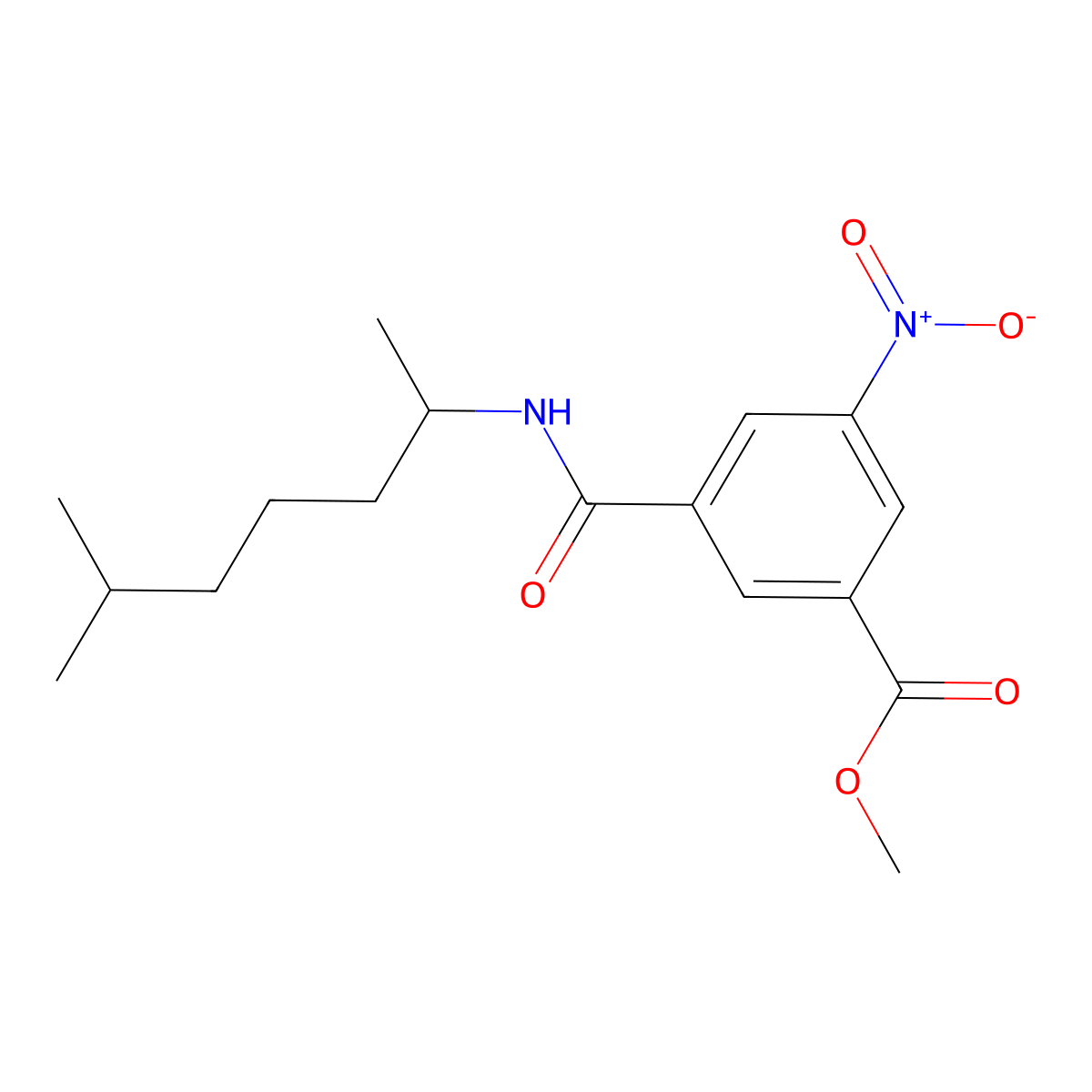Methyl 3-((6-methylheptan-2-yl)carbamoyl)-5-nitrobenzoate molecular structure, CAS 432498-43-6