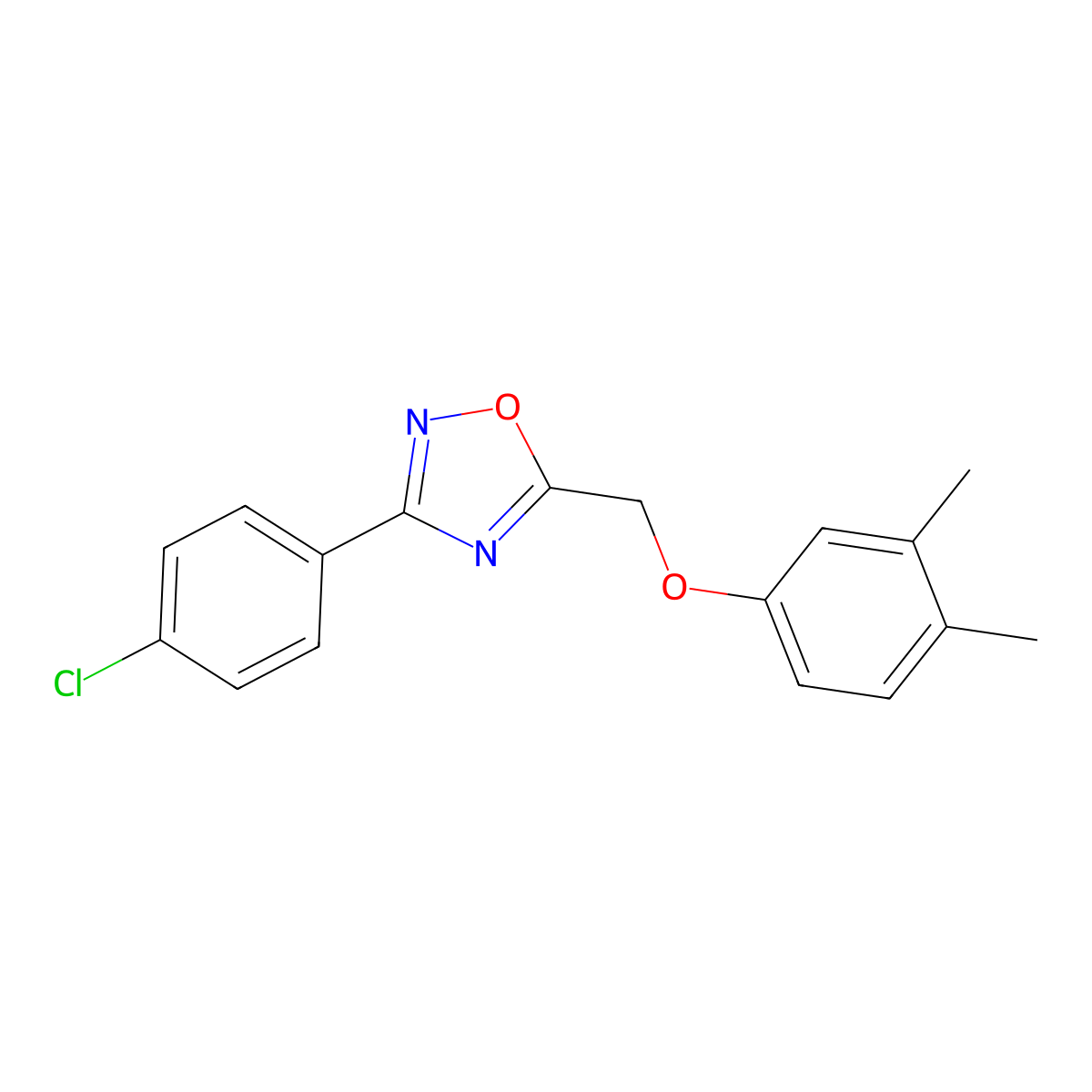 3-(4-Chlorophenyl)-5-[(3,4-dimethylphenoxy)methyl]-1,2,4-oxadiazole molecular structure, CAS 432498-68-5