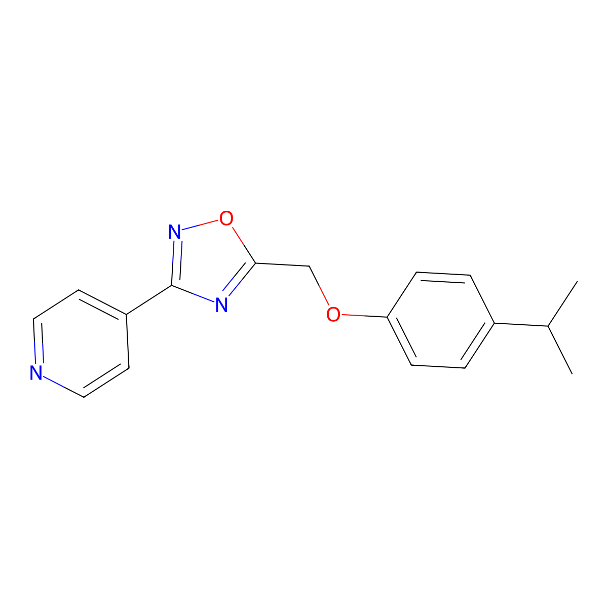 5-[(4-Propan-2-ylphenoxy)methyl]-3-pyridin-4-yl-1,2,4-oxadiazole molecular structure, CAS 432498-86-7